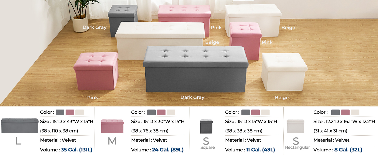 thumbnail video image 2 of LUSIMO Ottoman with Storage 30" Velvet Storage Bench Folding End of Bed Bench Hold up to 574lb Footstool for Bedroom Living Room, Beige, 2 of 11