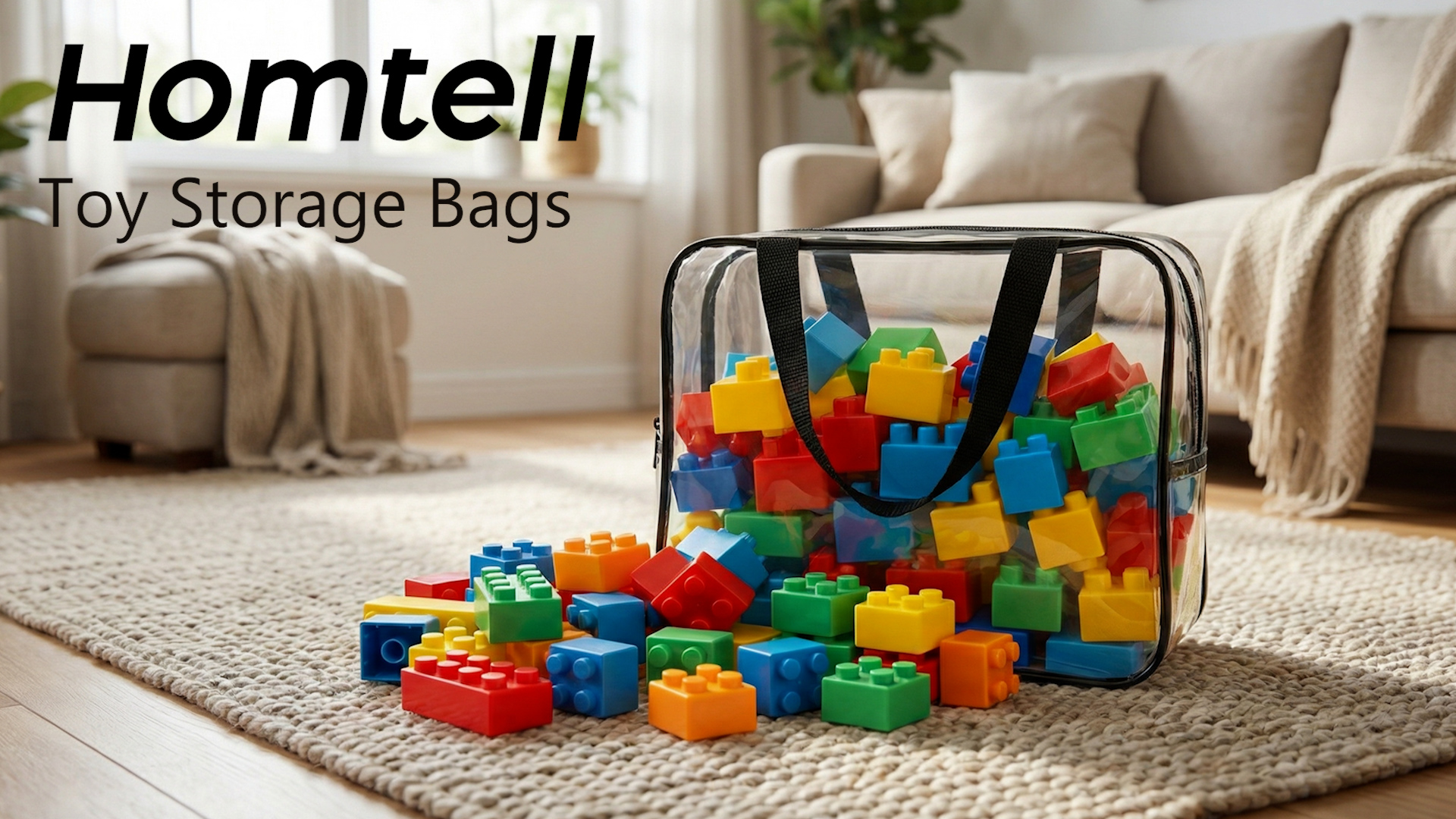 thumbnail video image 2 of 6 Pack Clear Toy Storage Bags with Carry Handles, 2 Sizes Zippered Storage Organizer Bins for Legos Puzzles Board Games, Playroom Storage Organizers., 2 of 8