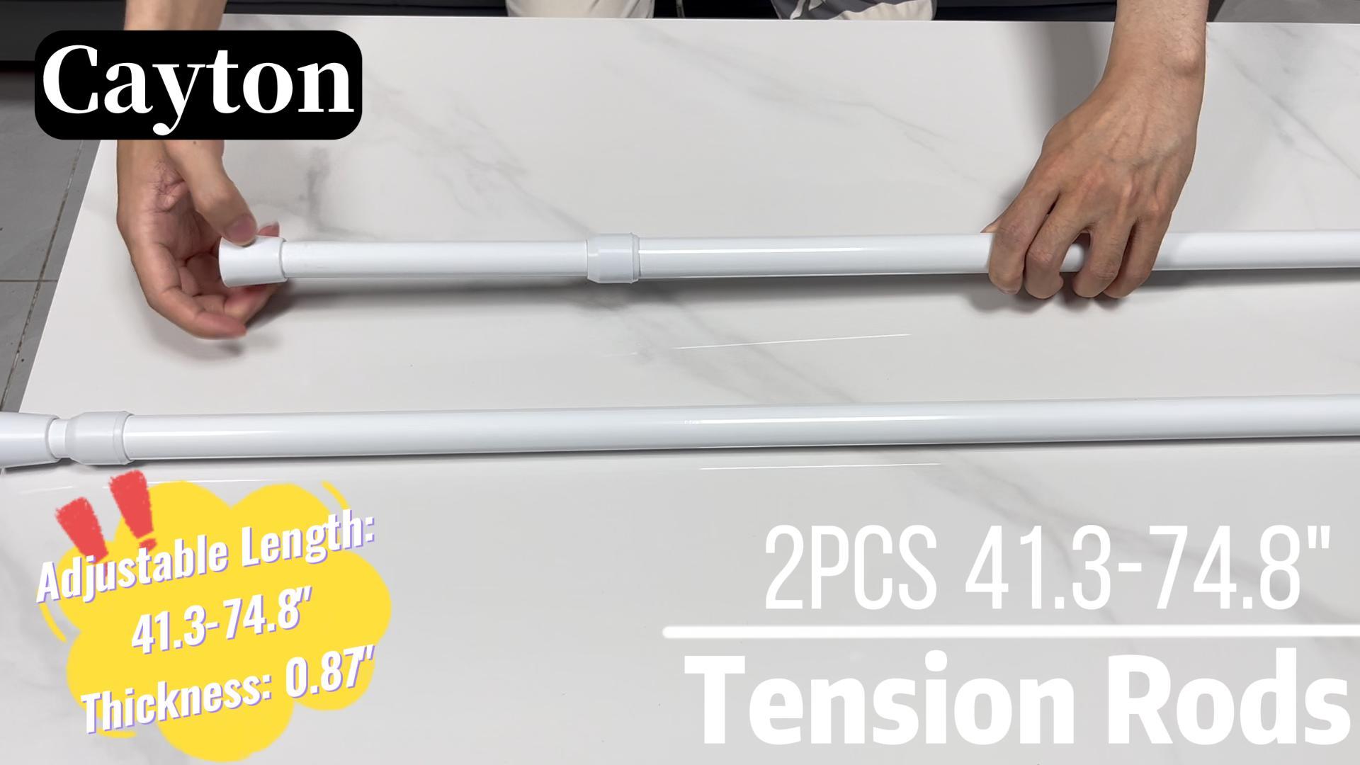 thumbnail video image 2 of Cayton 2pcs Adjustable Tension Window Curtain Rods,Adjustable 41 to 75 inches,Diameter 0.87 inches,No Drilling Required, 2 of 9