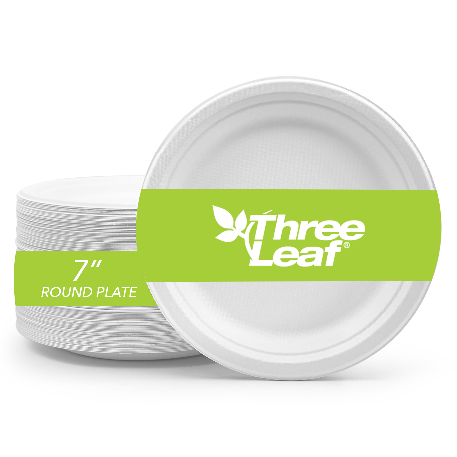 thumbnail video image 2 of Three Leaf 7" Bagasse Round Disposable Plates 50 Ct Heavy-Duty Super Strong Eco-Friendly Biodegradable Compostable White Sugarcane Plates for Parties Catering BBQ and Events, 2 of 7