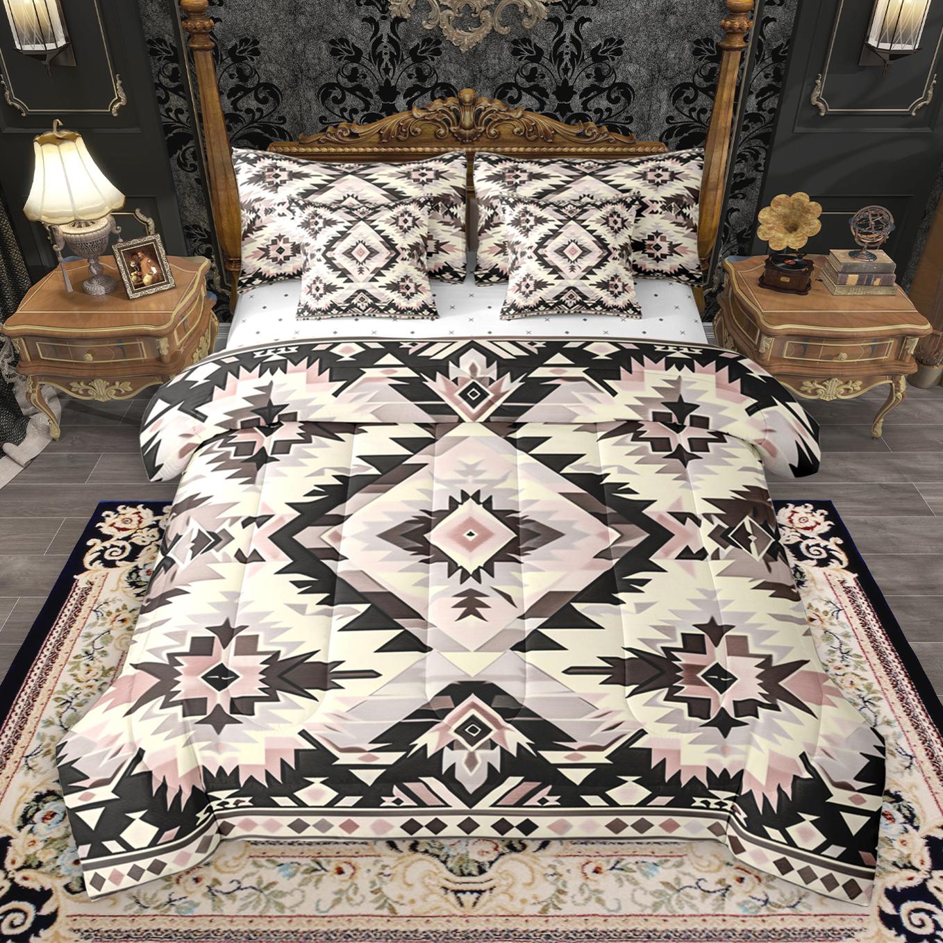 thumbnail video image 2 of Manfei Ancient bohemian Aztec 7-Piece Twin Bedding Sets,Boho Tribal Gemetric Bedding Comforter Set,Beige Black Gray Sheet Sets For Men Women,Super Cozy Room Decor Reversible, 2 of 9