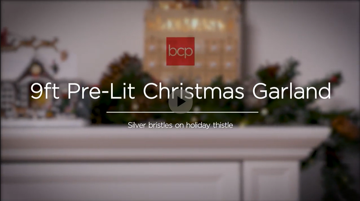 thumbnail video image 2 of Best Choice Products 9ft Pre-Lit Flocked Christmas Garland w/ 50 Lights, Pine Cones, Berries, 2 of 8