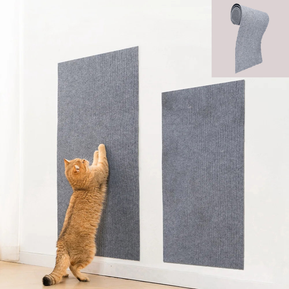 thumbnail video image 2 of 3PCS NXMY Scratching Mat For Cats Self-Adhesive Scratch Mat Cat DIY Trimmable Carpet Mat Pad Cat Scratching Boards Scratch Cat Scratching Mat For Protects Light Gray XL/40*200cm/16"x79", 2 of 8