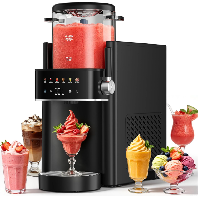 thumbnail video image 2 of DARKIRON Slushie Machine, Ice Cream Maker, Slushy Machine for Home and Families, No ice needed with Rapid Chill & Temperature Control, Multi-function for Margarita, Frappé, Easy to Clean (Black), 2 of 9