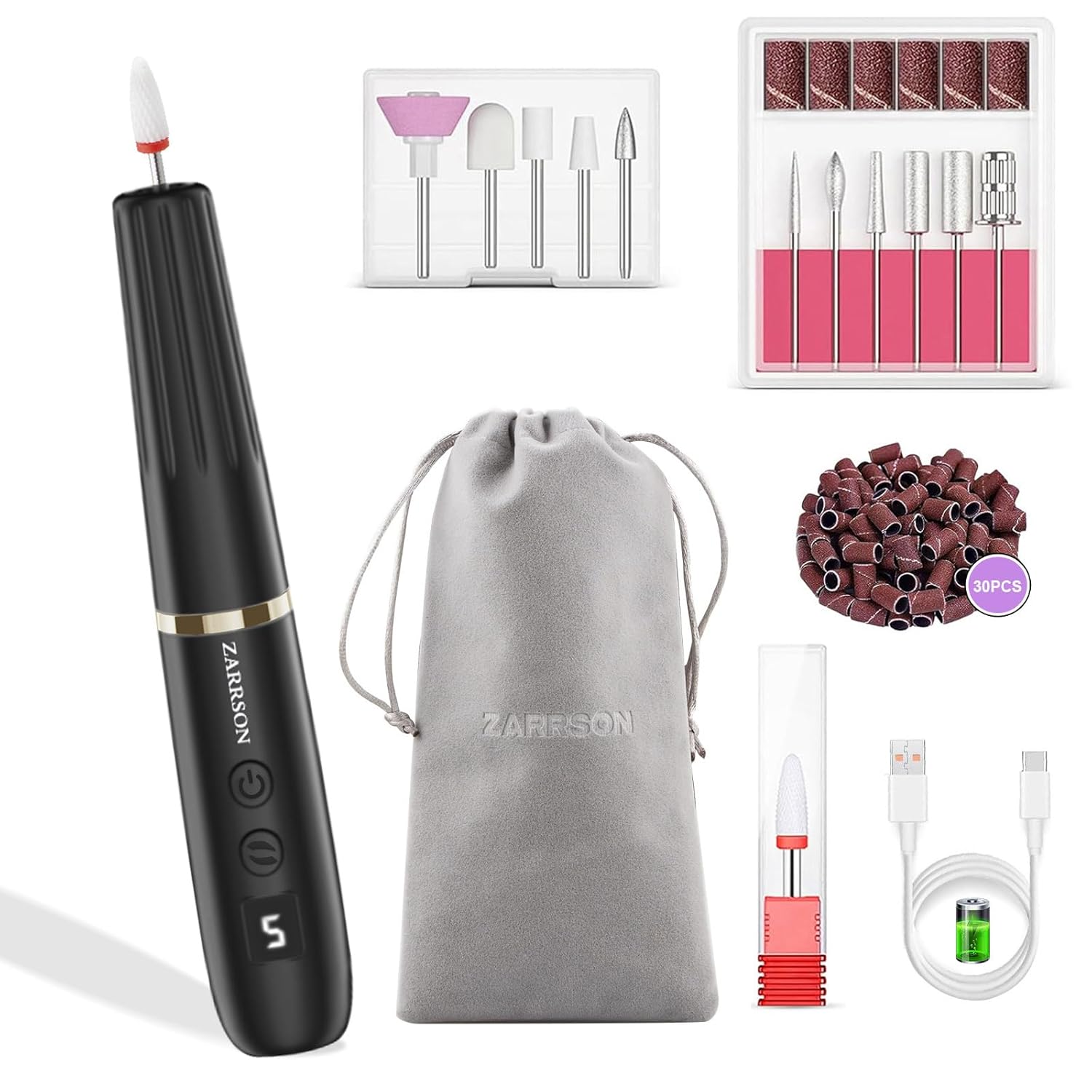 thumbnail video image 2 of Banral 20000 RPM Electric Portable Nail Drill with Nail Polishing Machine & Pedicure Set, Black, 2 of 8