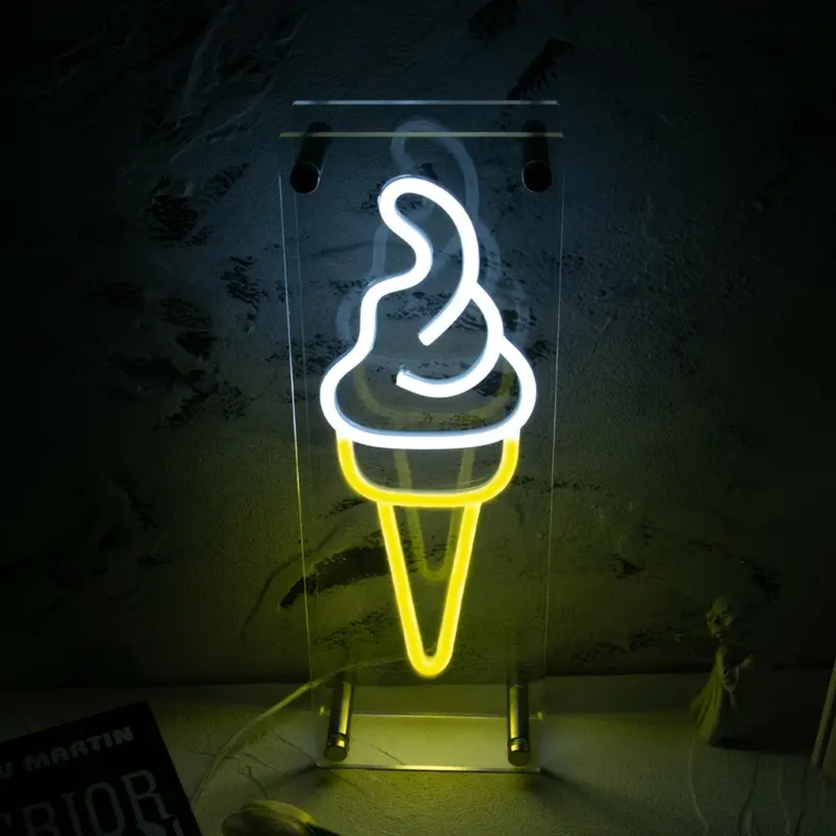 thumbnail video image 2 of UPONRAY Ice Cream Desktop Neon Signs, 4.7"*13.8" Dimmable & USB-Powered LED Neon Light, Stylish Desktop decoration for Ice Cream Stand, Restaurant, Shop, Hotel Lobby, Kitchen, 2 of 7