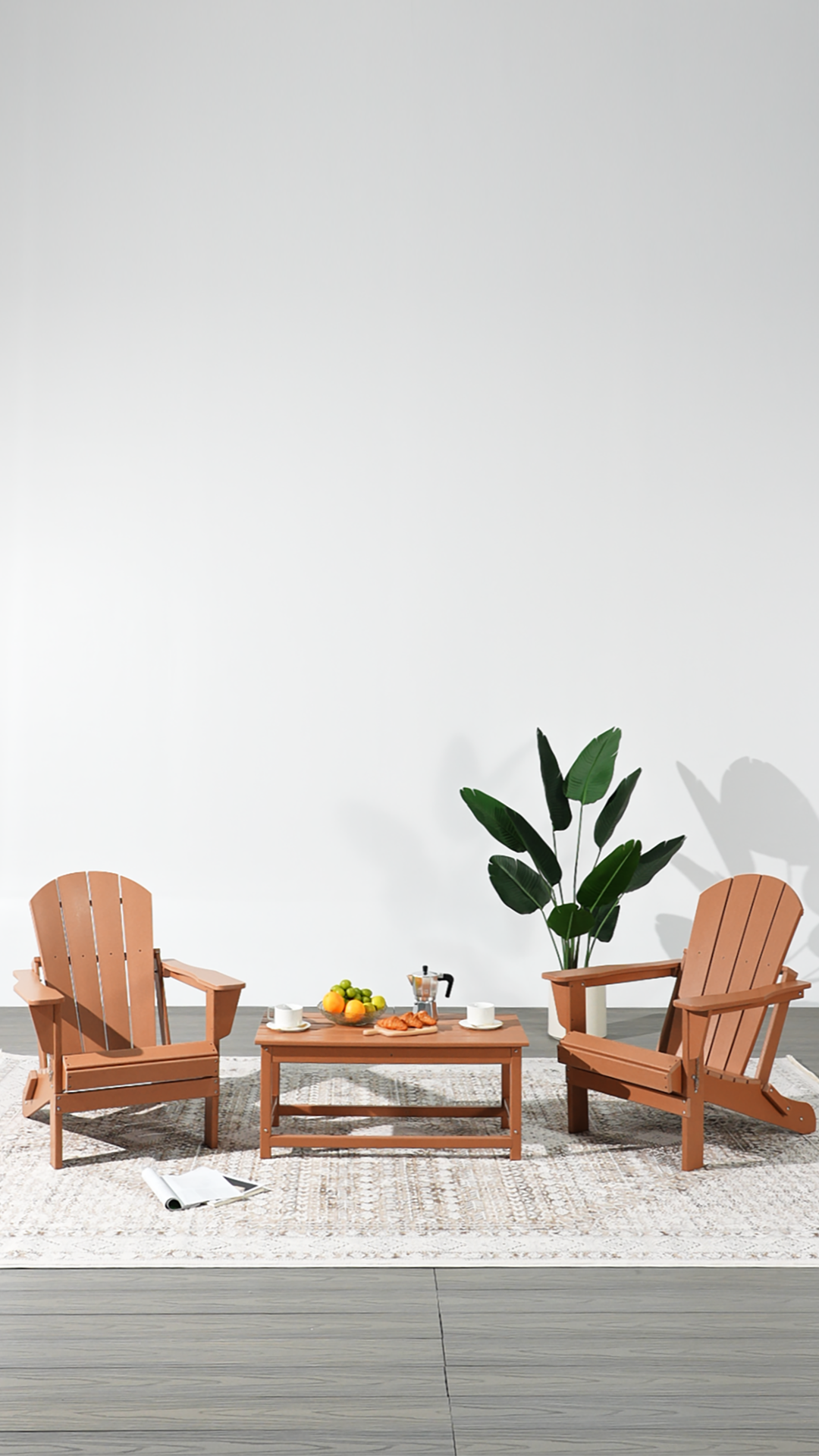 thumbnail video image 2 of WestinTrends Malibu Outdoor Coffee Table, 35" x 17.5" All Weather Poly Lumber Patio Adirondack Coffee Table for Garden Lawn Porch Balcony, Teak, 2 of 15