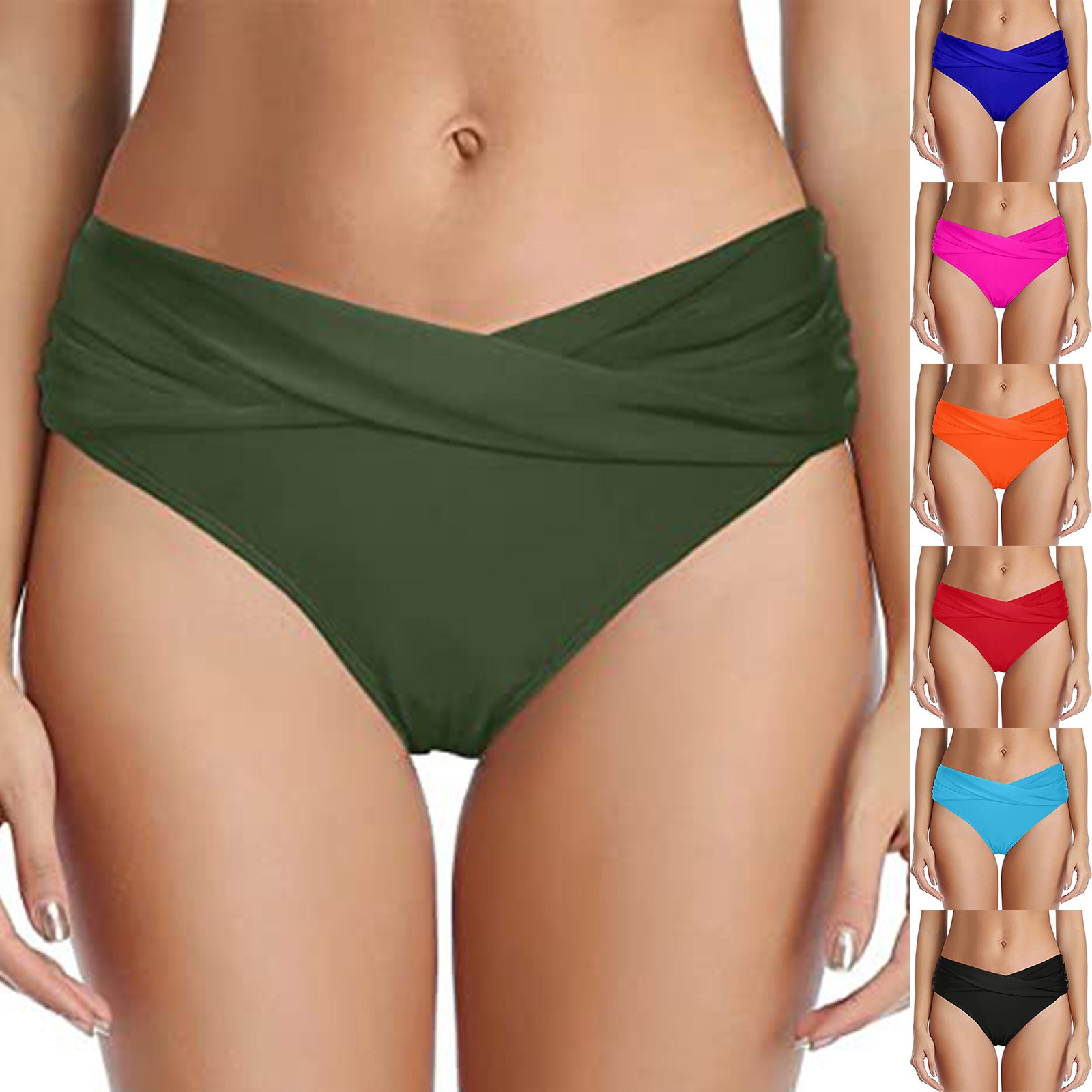 thumbnail video image 2 of WREESH Womens Bikini Bottoms Cheeky Swimsuit Bathing Suit Bottoms Bikini Swim Shorts Bottom Swimsuit Bathing Blue, 2 of 4