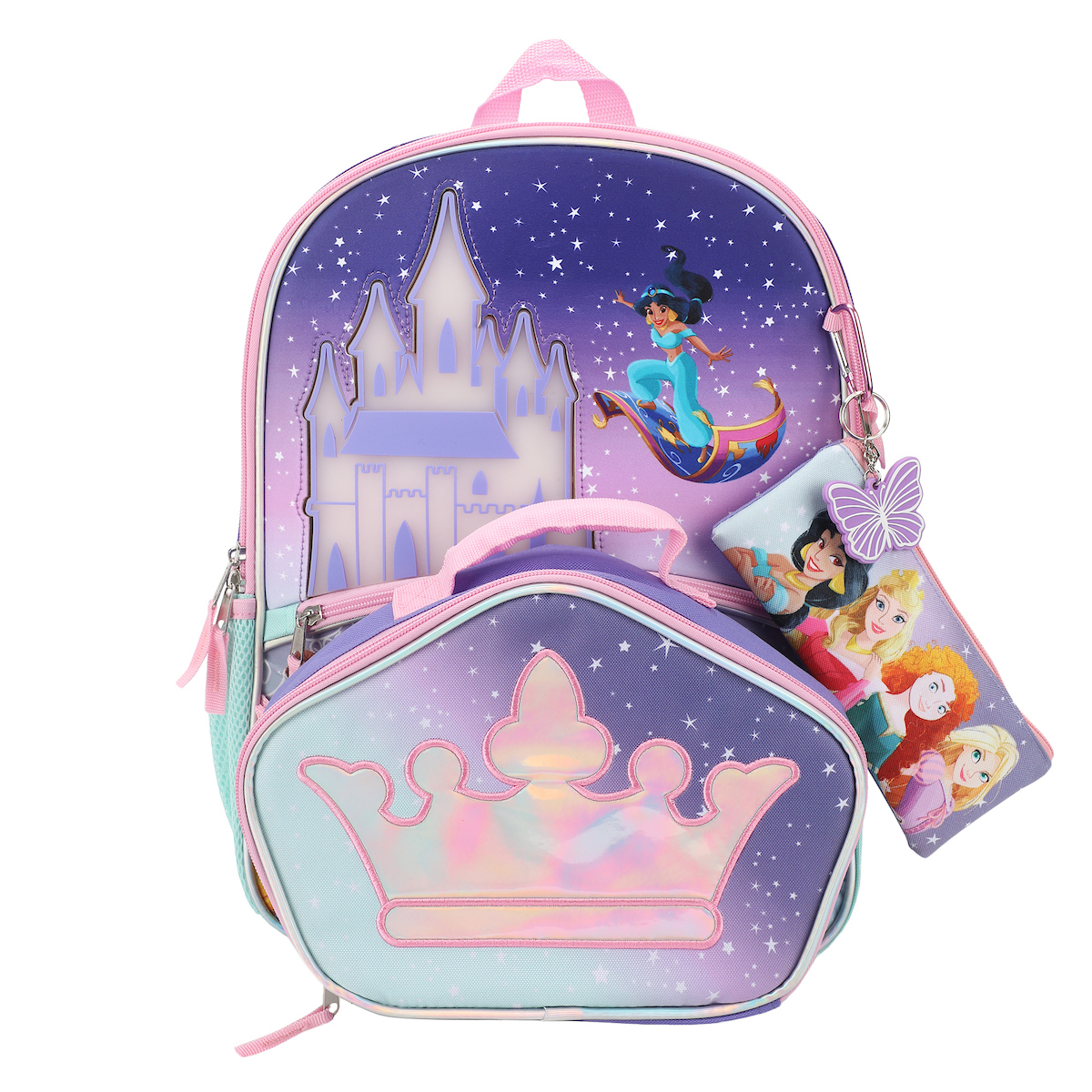 thumbnail video image 2 of Disney Princesses 5-Piece Backpack & Lunchbox Set, 2 of 8