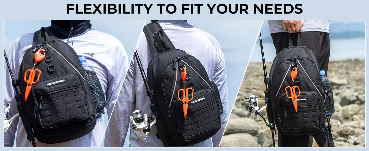 thumbnail video image 2 of KastKing Karryall Sling Tackle Bag–Fishing Sling Pack,Fishing Backpack With Rod Holder, Gear Storage, 2 of 8