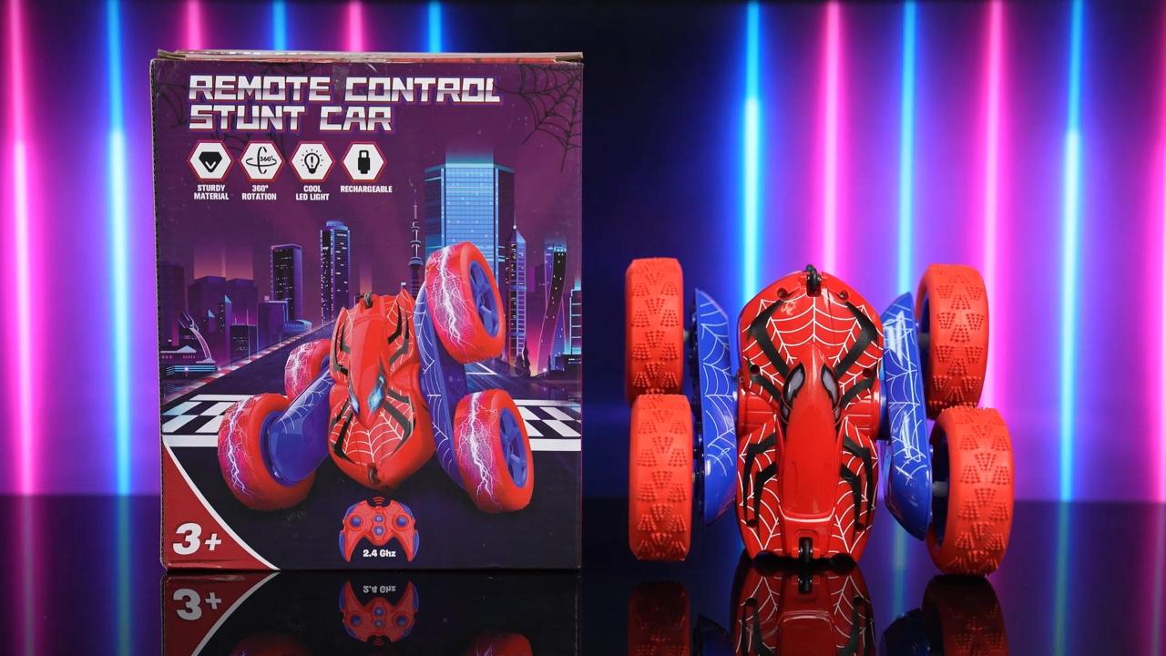 thumbnail video image 2 of Remote Control Cars, Rechargeable Car Toys for Boys Girls, 360° Spinning Remote Control Stunt Cars for 3 4 5 6 7 8 9 10 Year Old Kids, Birthday Gifts for 3-12 Year Old Boys Girls, 2 of 9