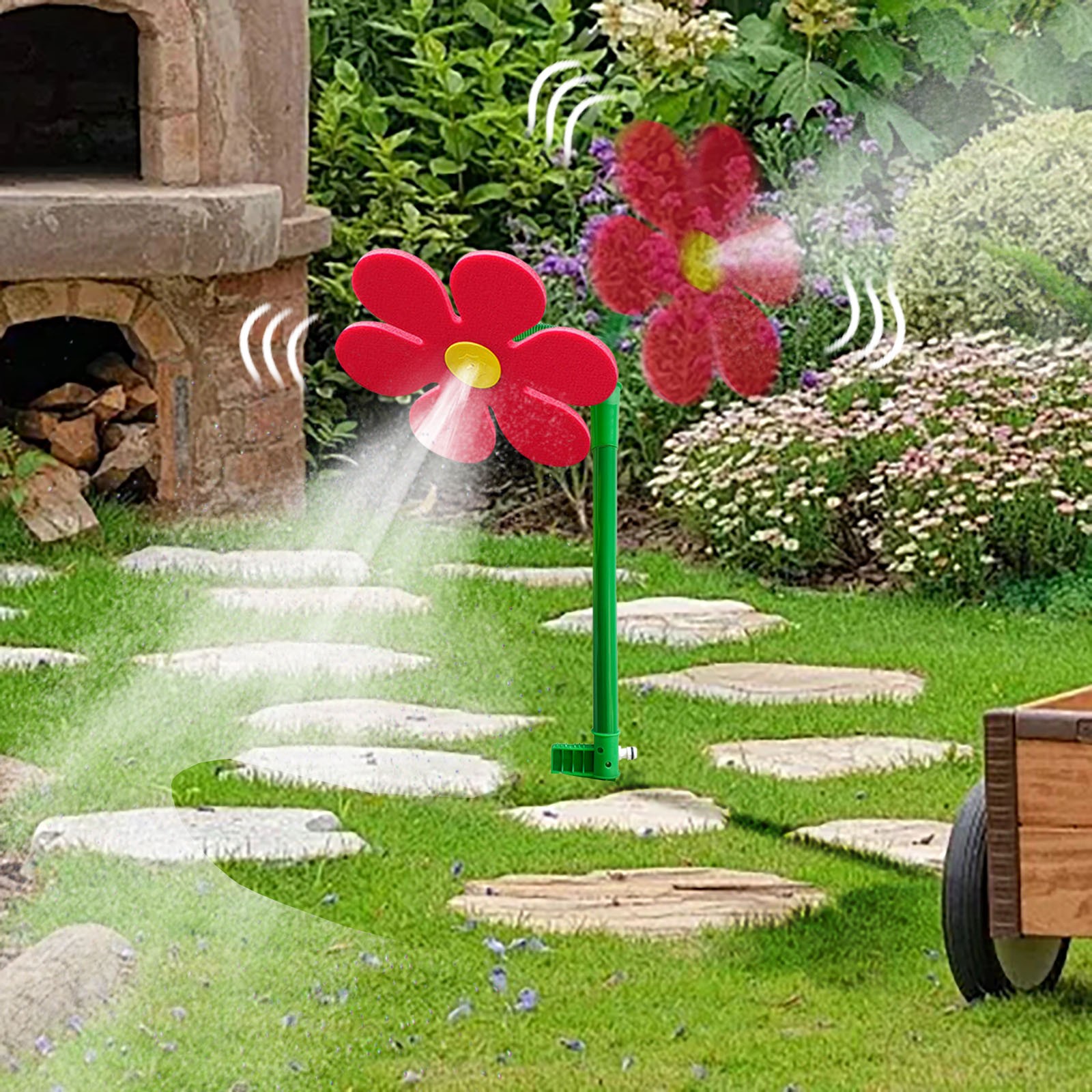 thumbnail video image 2 of Garden Sprinkler, Crazy Daisy Sprinkler, Flower Sprinklers, Decorative Sprinklers, Rotating Garden Water Feature Sprin kler,Dancing Moving Daisy Water Sprin kler for Garden Lawn, 2 of 9