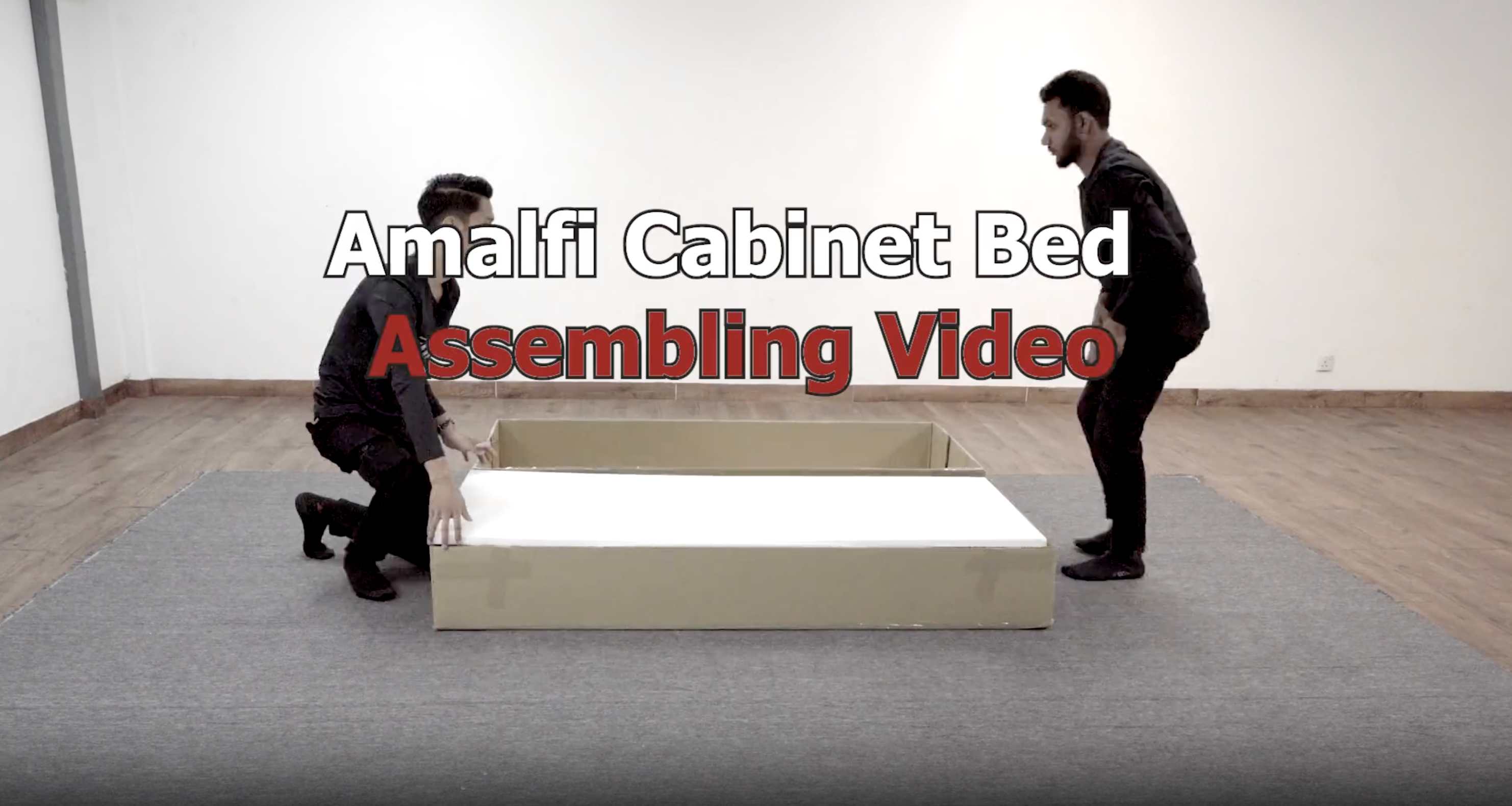 thumbnail video image 2 of Mega Solutions Amalfi Murphy Cabinet Chest Desk Bed with Drawers & USB Charging Station (Queen Size, Cherry), 2 of 12