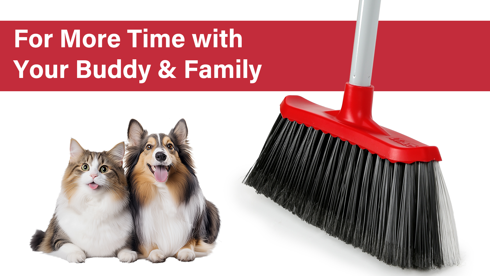 thumbnail video image 2 of 2 in 1 Indoor Soft Broom for House Cleaning with Adjustable Handle for Garage Kitchen Hardwood 50.8in Red, 2 of 11