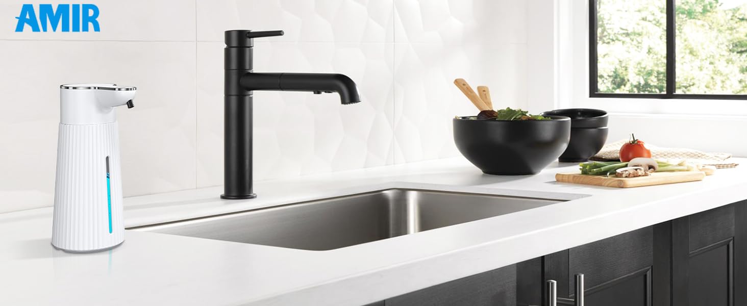 thumbnail video image 2 of Soap Dispenser, AMIR 400ml Automatic Soap Dispenser Rechargeable Foaming Soap Dispenser for Bathroom Kitchen Toilet School Hotel, 2 of 11