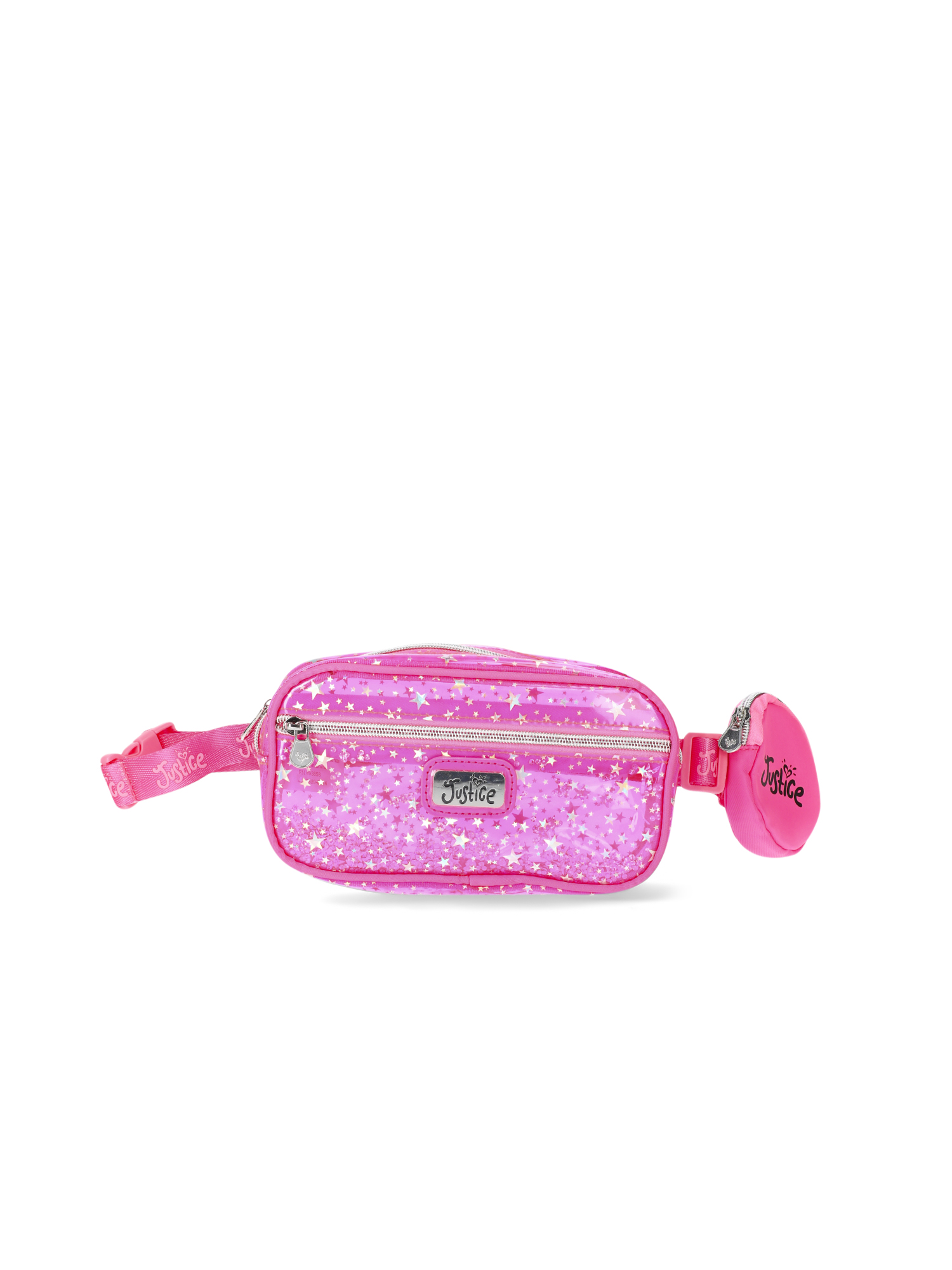 Justice Girls Iridescent Stars Transparent Belt Bag with Coin