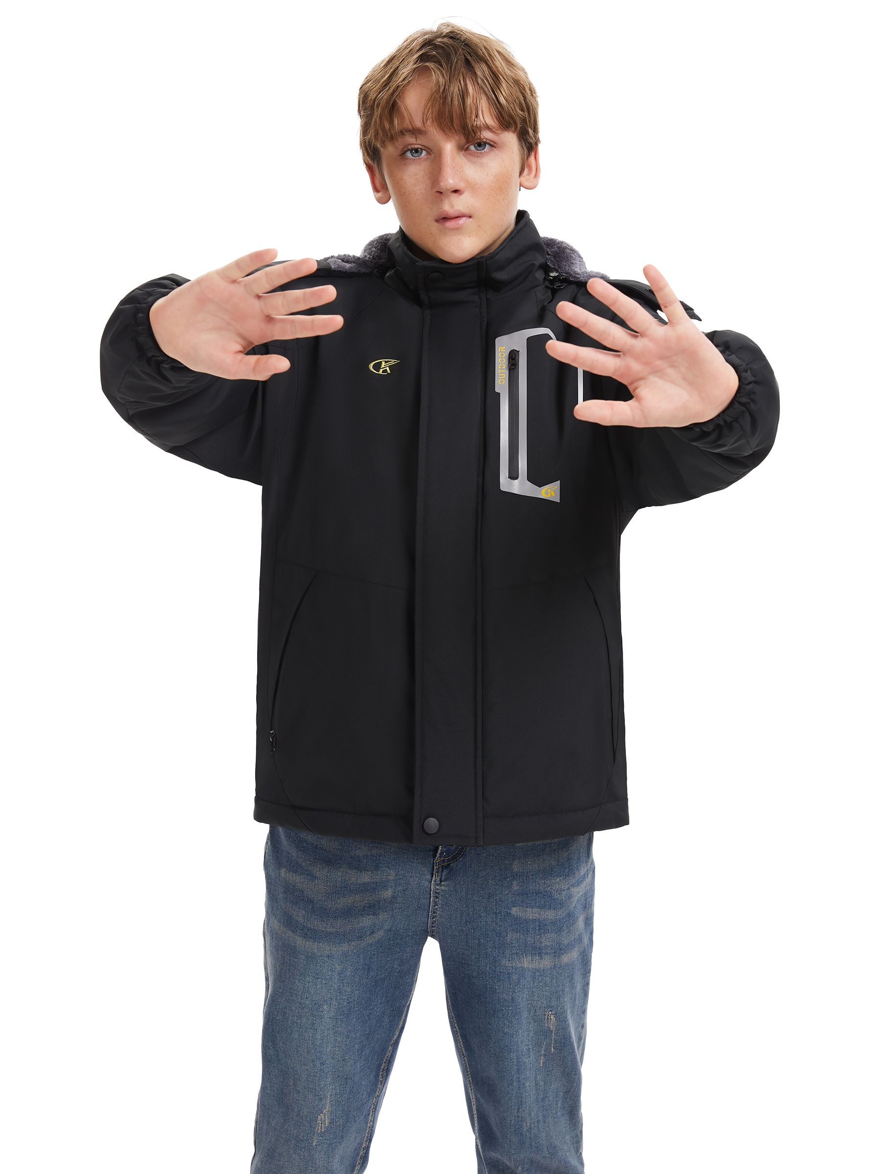 thumbnail video image 2 of NEIKU Boy's Waterproof Ski Jacket Warm Winter Snow Coat Windproof Snowboarding Rain Jacket Blue 8-9 Years, 2 of 8