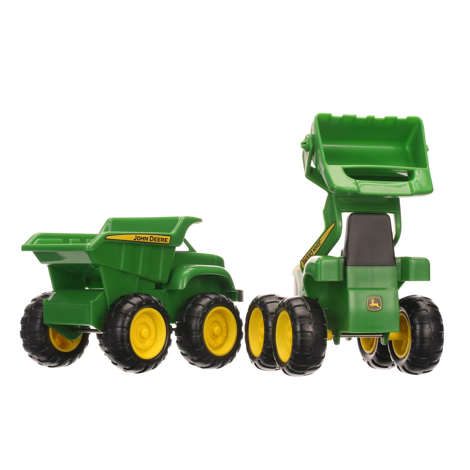 John Deere Sandbox Toys Vehicle Set - Includes Dump Truck Toy, Tractor Toy  with Loader - 6 Inch - 2 Count, Green, Frustration Free Packaging