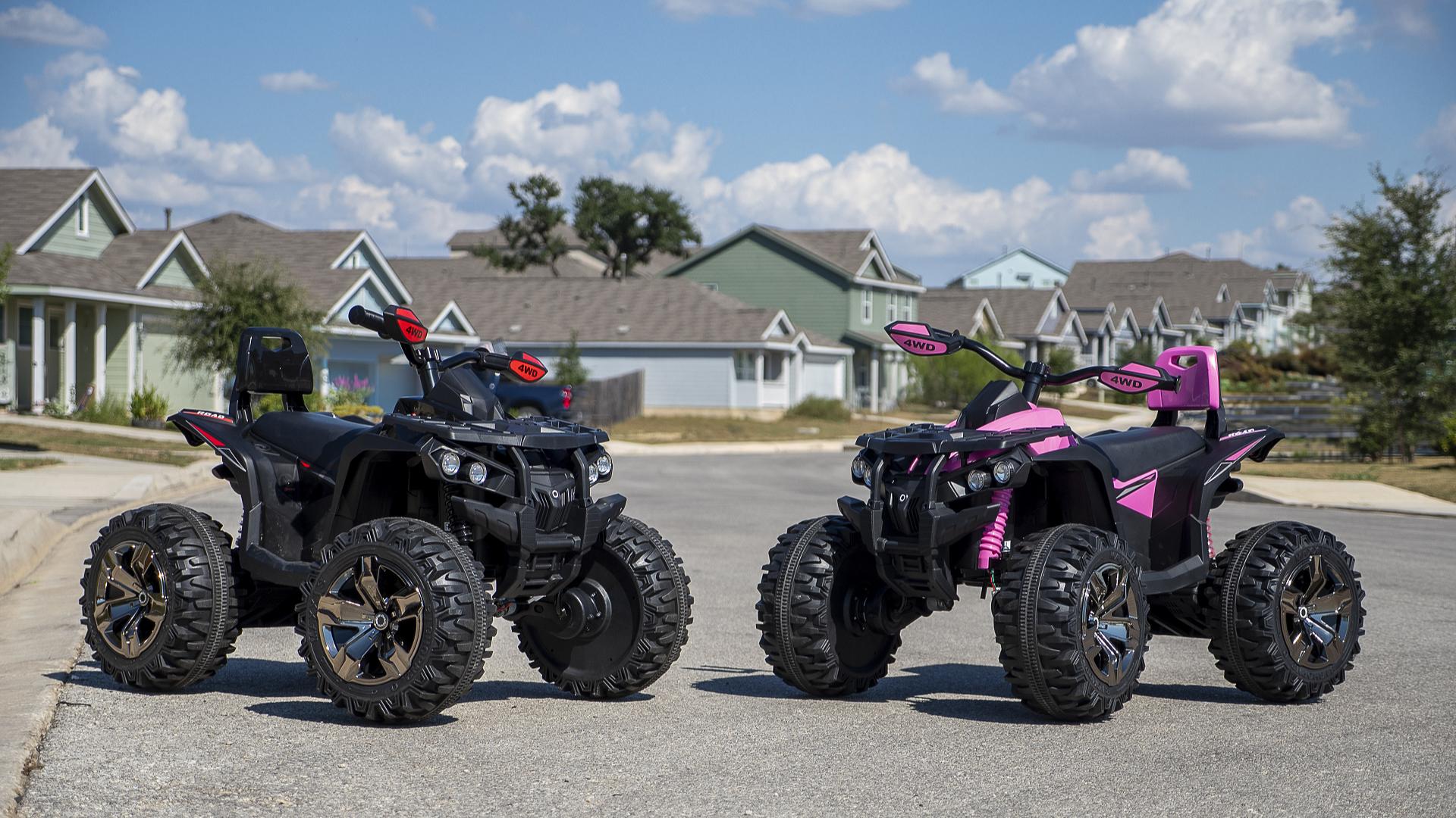 thumbnail video image 2 of 4WD 24 Volt Ride on Toys with Remote, Joyracer 4 Wheeler for Kids, Power ATV Wheels, Toy Gift with Bluetooth Music, Horn, LED for Big Kids, Green, 2 of 8