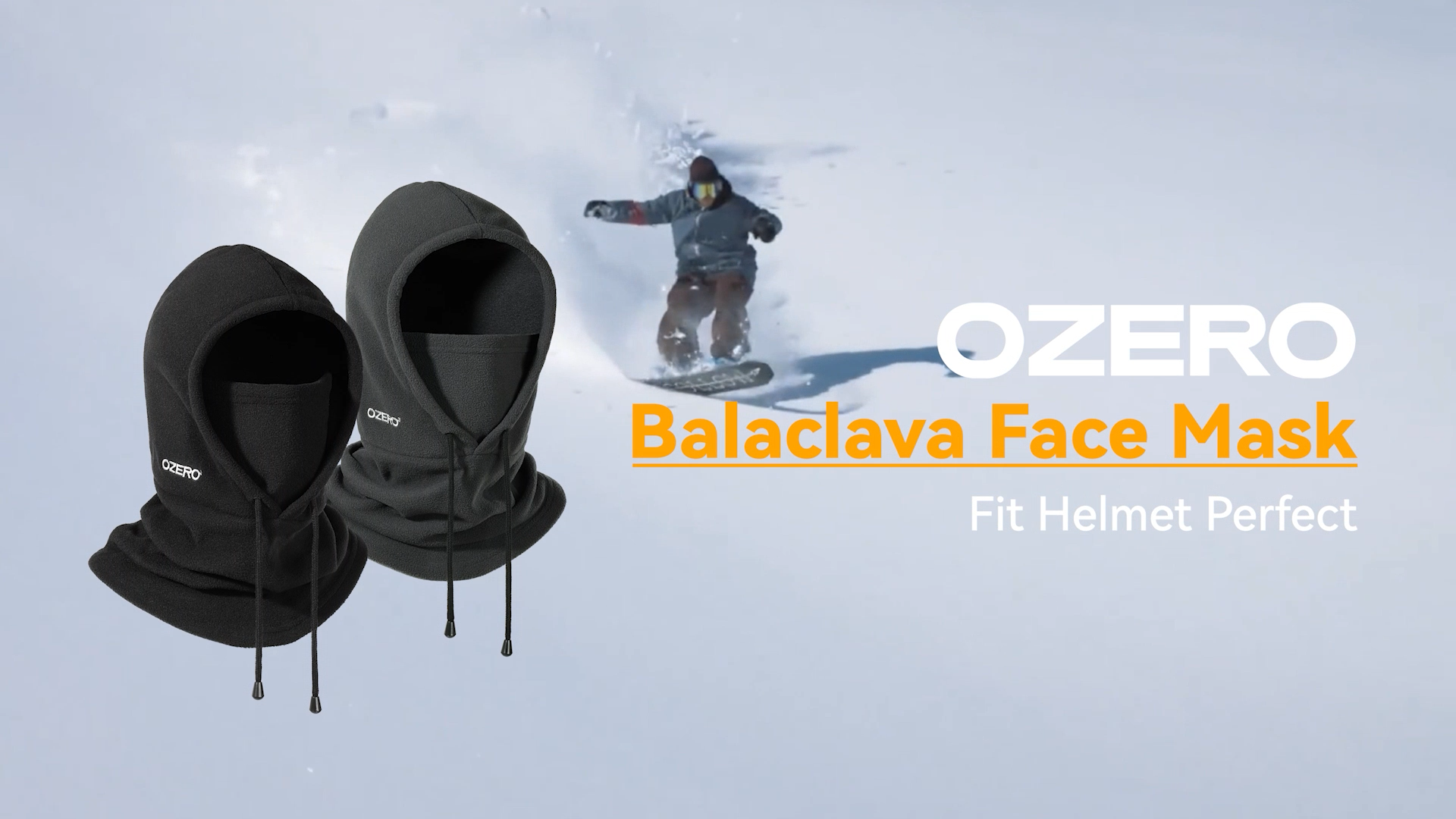 thumbnail video image 2 of OZERO Balaclava Face Mask: Winter Polar Fleece Hood Ski Mask for Men Women, Convertible Balaclava Face Cover Hat Cap Scarf, 2 of 9