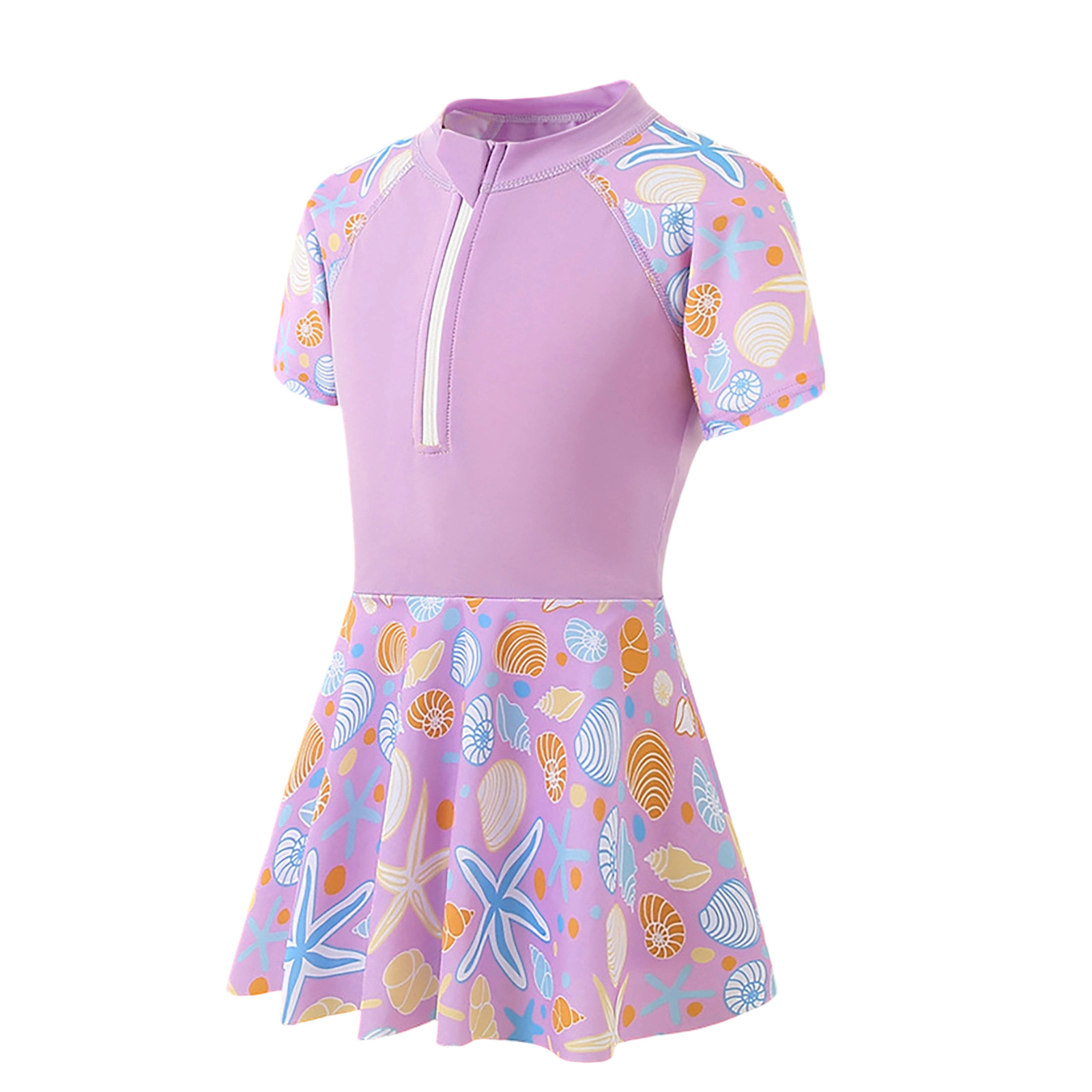 thumbnail video image 2 of FUZHIQ Girls One Piece Short Sleeve Swimsuits Bathing Suit Summer Beach Kids Sport,6-7 Years, 2 of 5