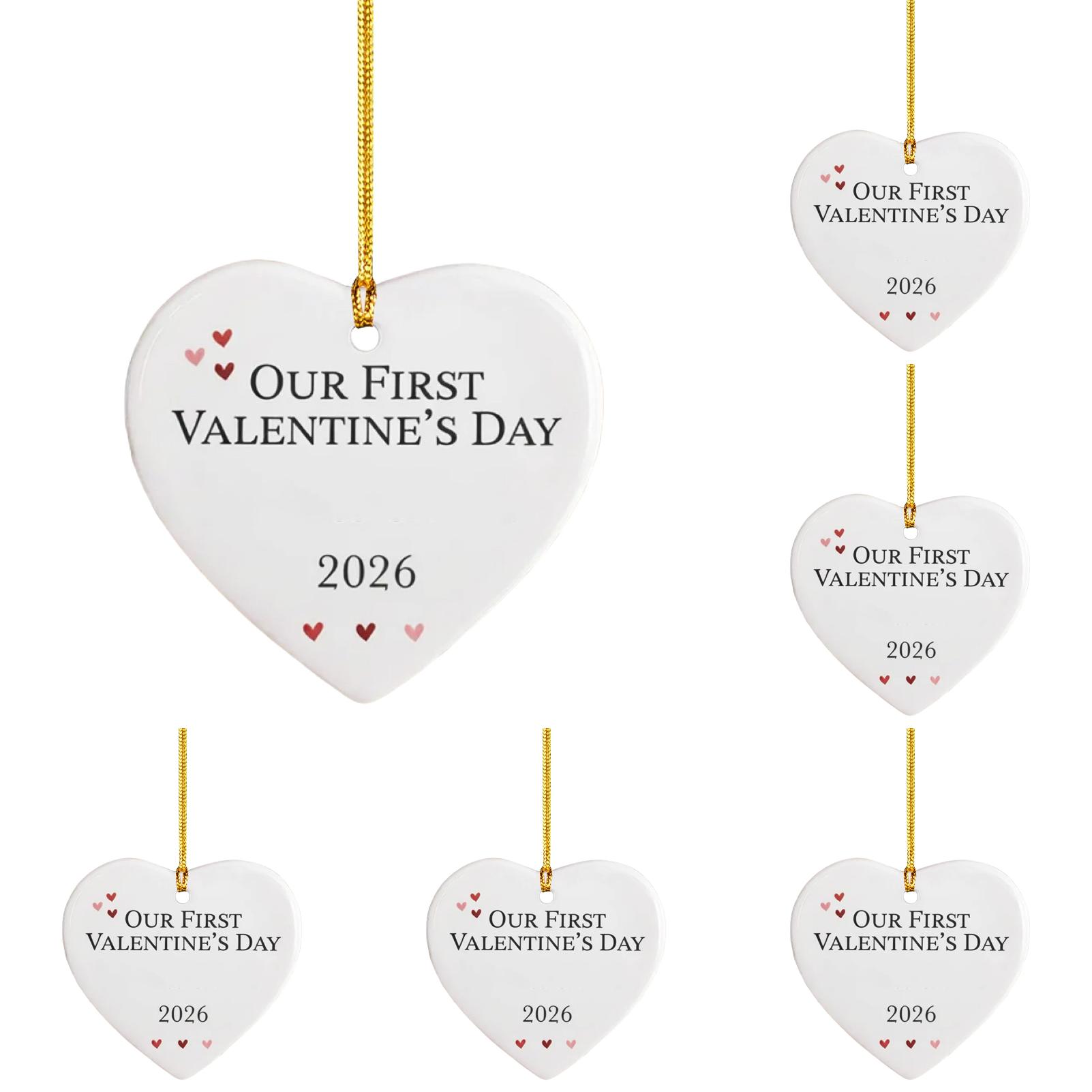 thumbnail video image 2 of Our First Valentine's Day" Heart Acrylic Ornament (5-Pack) - 3.14in Valentine's Day Decor, Couple Keepsake for Newlyweds & Anniversary,White, 2 of 6