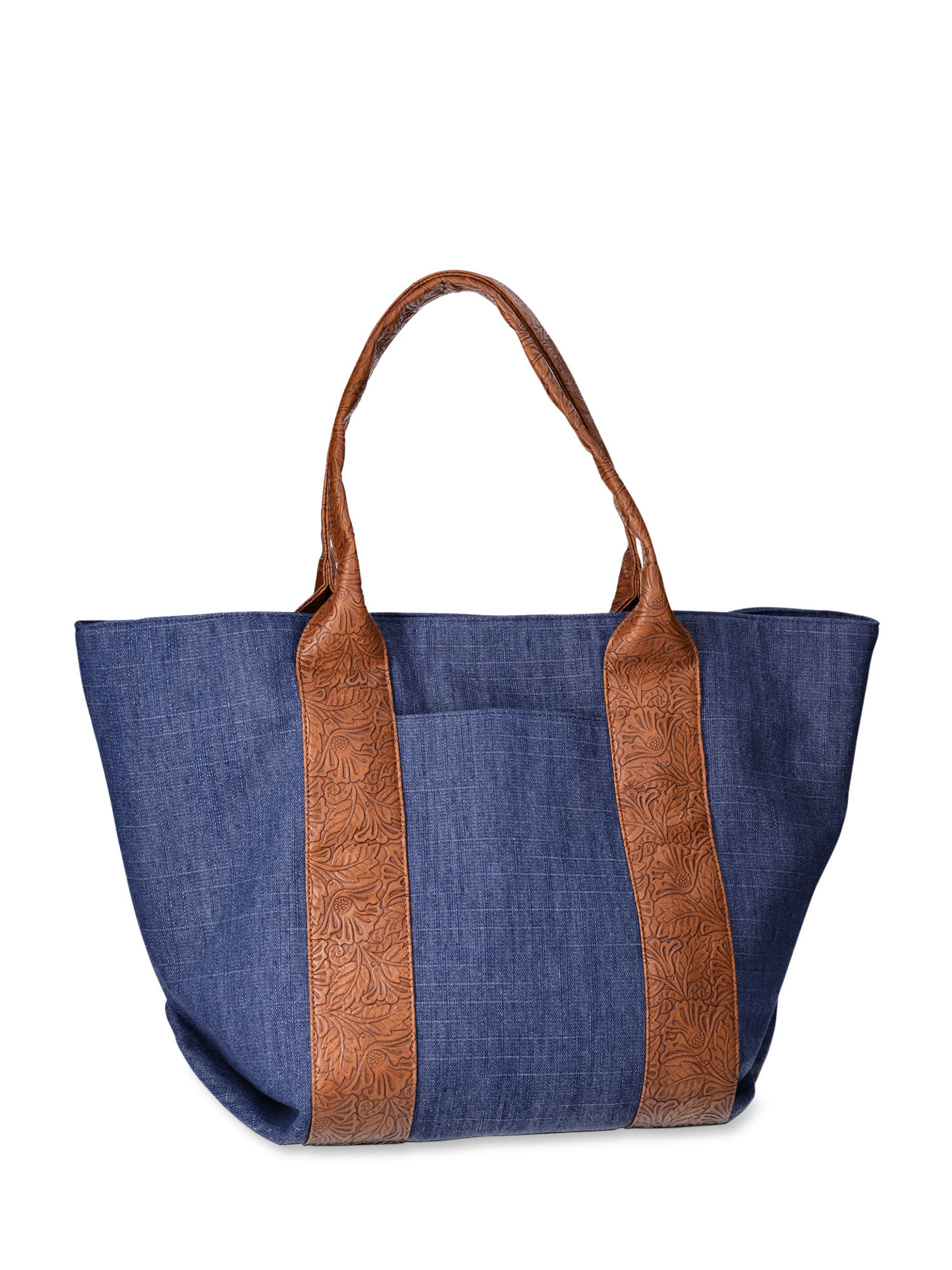 【RONRON】24fw RIBBON POINTED DENIM TOTE BAG RIBBON POINTED DENIM TOTE BAG MEDIUM BLUE - RONRON 론론