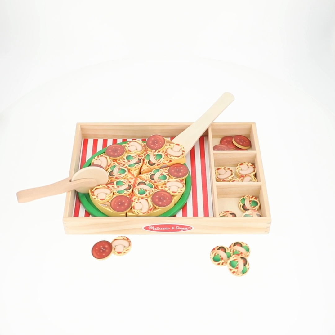 Free Shipping! Melissa & Doug Wooden Pizza Party Play Set with 36