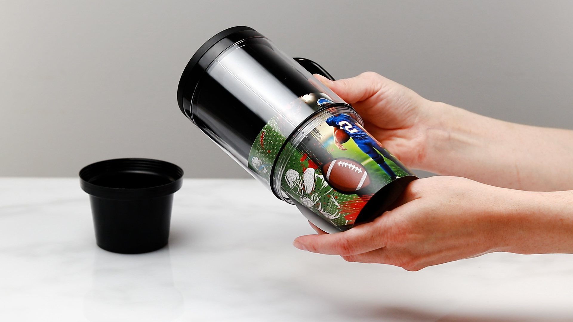 thumbnail video image 2 of Neil Enterprises Plastic Travel Photo Mug, 4 X 6 Inches, 2 of 8