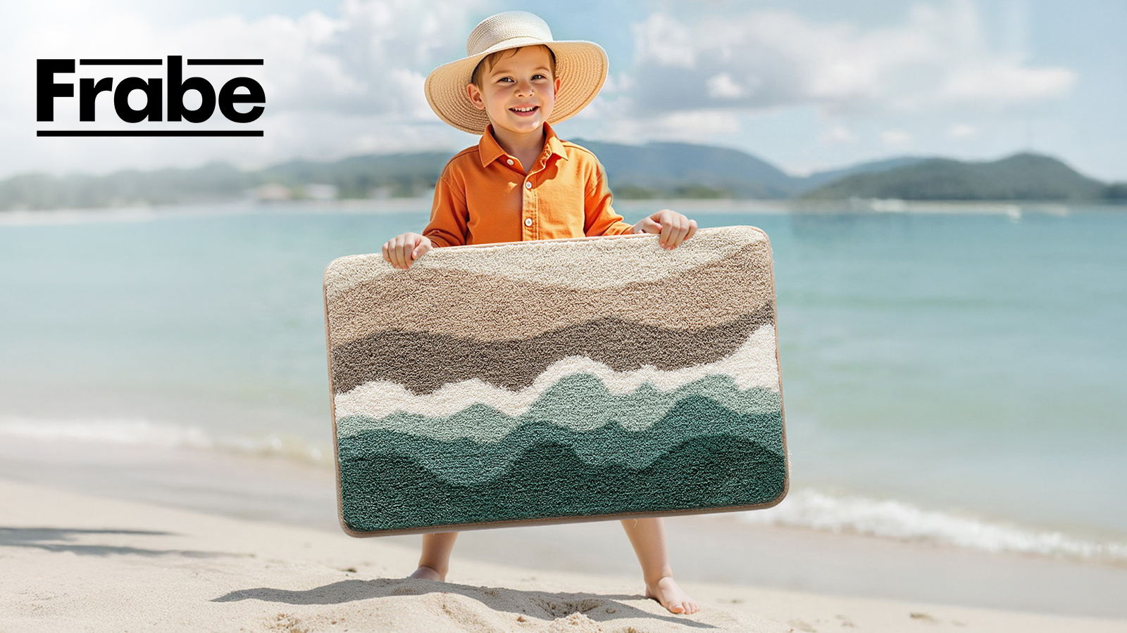 thumbnail video image 2 of FRABE Beach Bathroom Rugs, Non Slip Bath Mat Ultra Soft Washable Absorbent Quick Dry, Ocean Sea Theme Bath Rug with Starfish Shell for Shower Floor, Kitchen Decor, Kids Room, 20x32, 2 of 9