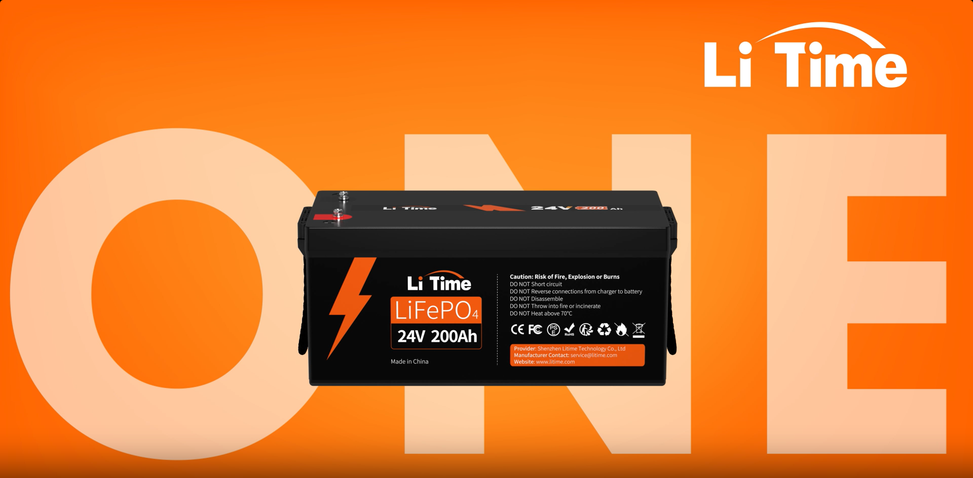thumbnail video image 2 of LiTime 24V 200Ah Lithium Battery 200A BMS 5120Wh LiFePO4 Battery for Camping Home Backup, 2 of 9