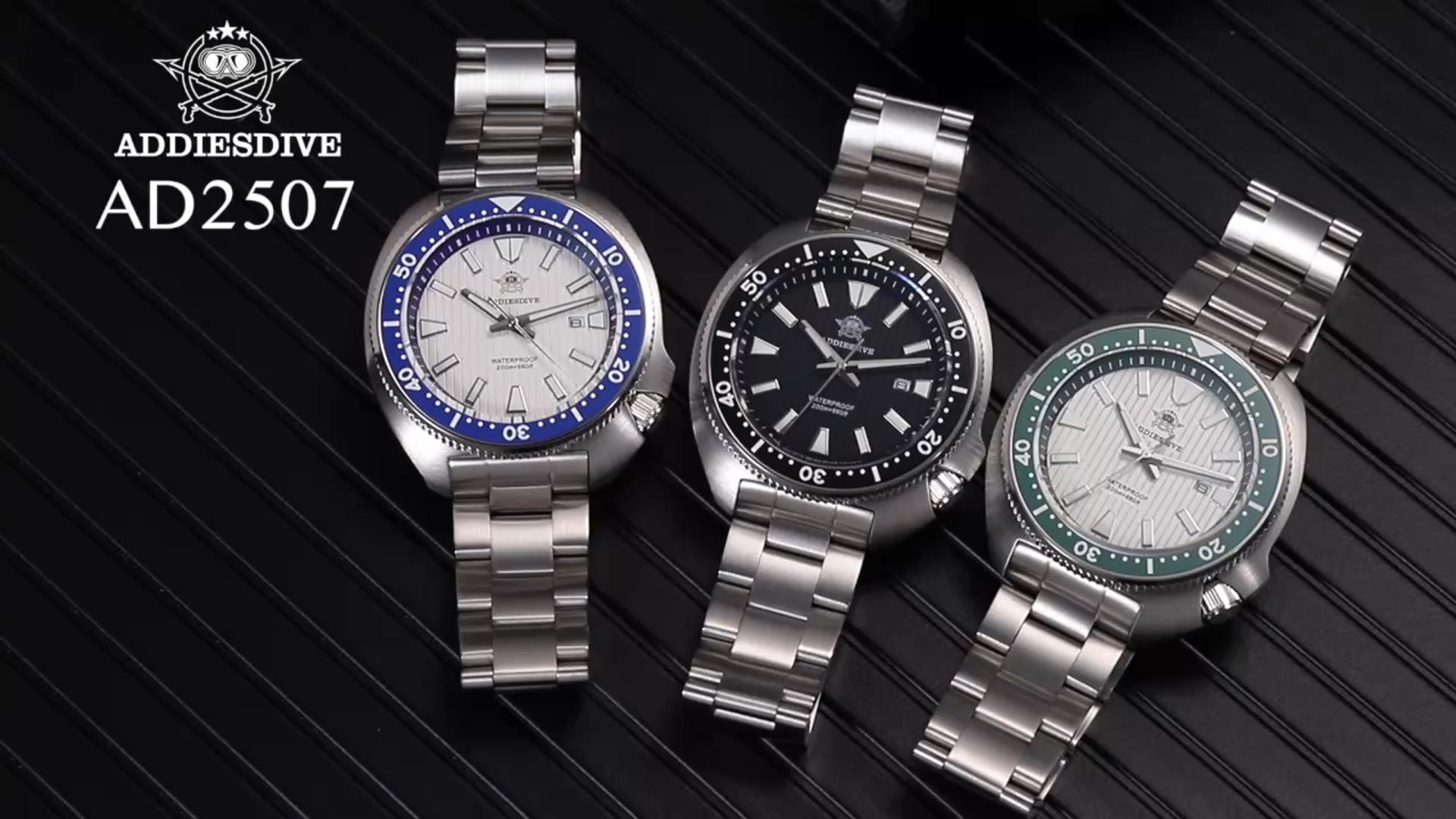 thumbnail video image 2 of ADDIESDIVE Men’s Diver Watch 200M Waterproof, Japanese Movement Quartz Watch, Sapphire Crystal, Ceramic Bezel & Stainless Steel Watches for Men, 2 of 9