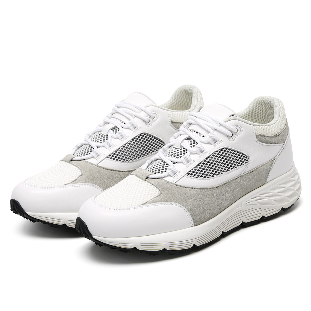 thumbnail video image 2 of CMR CHAMARIPA Height Increasing Shoes For Men - White Mesh Breathable Casual Shoes 8CM / 3.15 Inches, 2 of 2