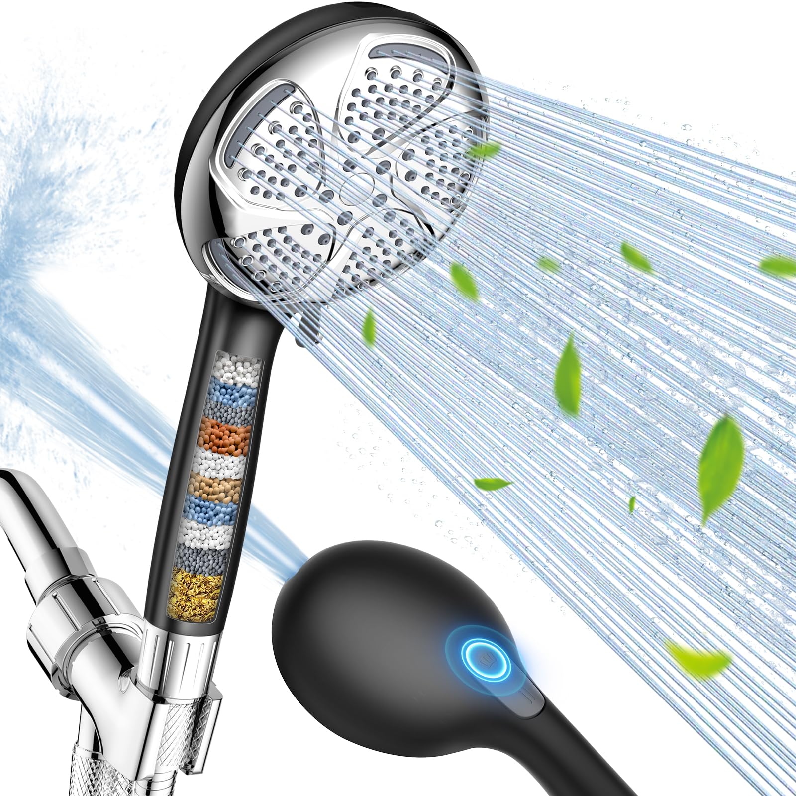 thumbnail video image 2 of FEELSO Filtered Shower Head with Handheld, High Pressure 7-Spray Showerhead with Filters for Hard Water, 2 of 10
