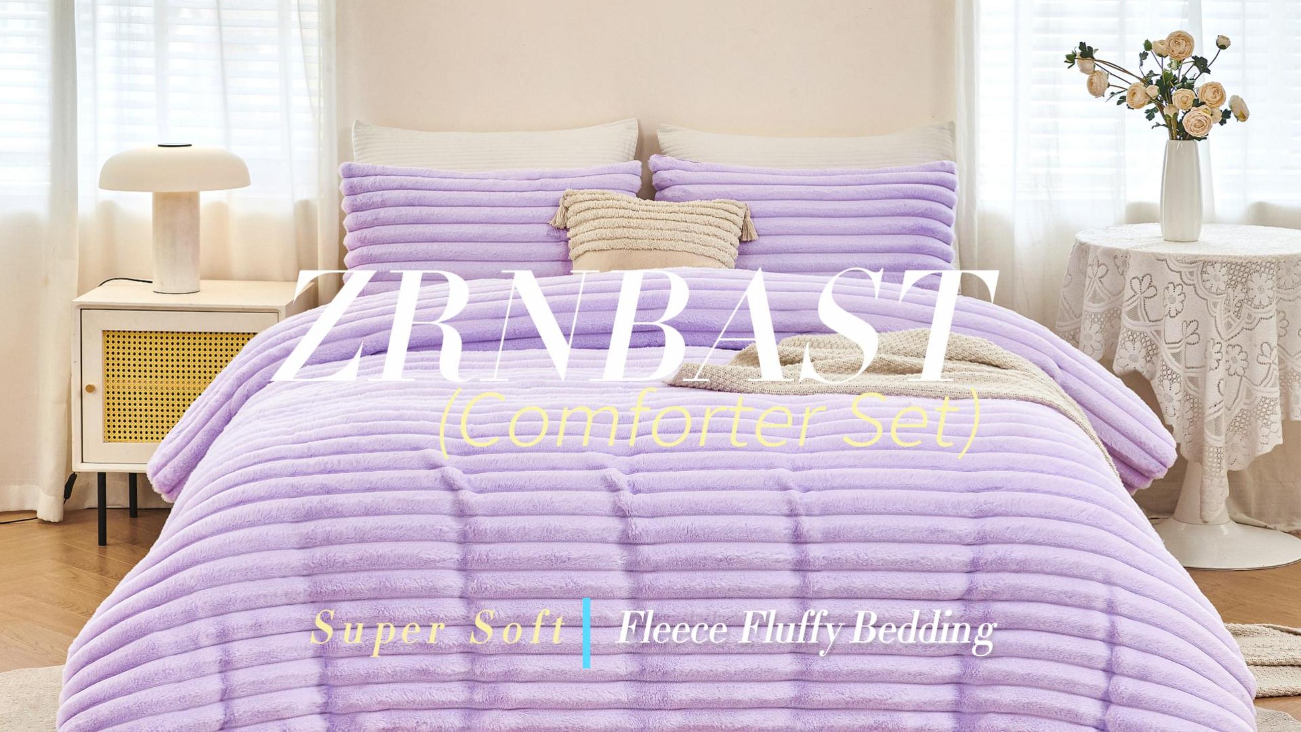 thumbnail video image 2 of ZRNBAST Fleece Twin Comforter Set, Light Purple Super Soft Furry Plush Bedding, Luxury Fluffy Fuzzy Heavy Bed Set for Winter with 2 Pillowcases(Light Purple,Twin), 2 of 8