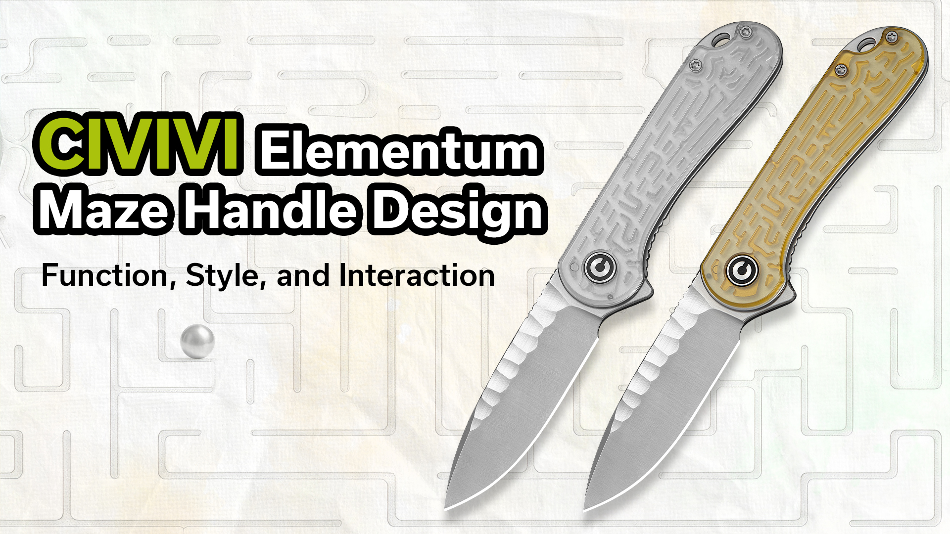 thumbnail video image 2 of CIVIVI Elementum Pocket Knife Folding Knife with 2.96" Satin Finished Nitro-V Blade With Rock-Grind Pattern Polished Clear Lexan Handle C18062AM-1, 2 of 9