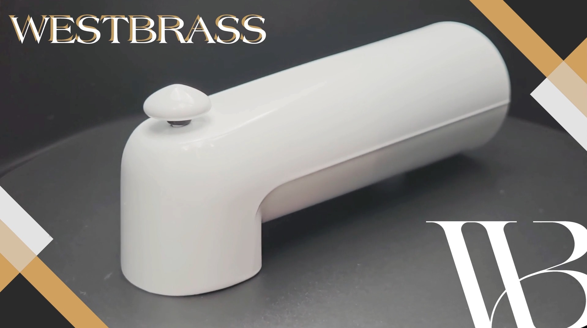 thumbnail video image 2 of Westbrass E507D-1F-50 7" Reach Wall Mount Tub Spout with Diverter, Powder Coat White, 2 of 11