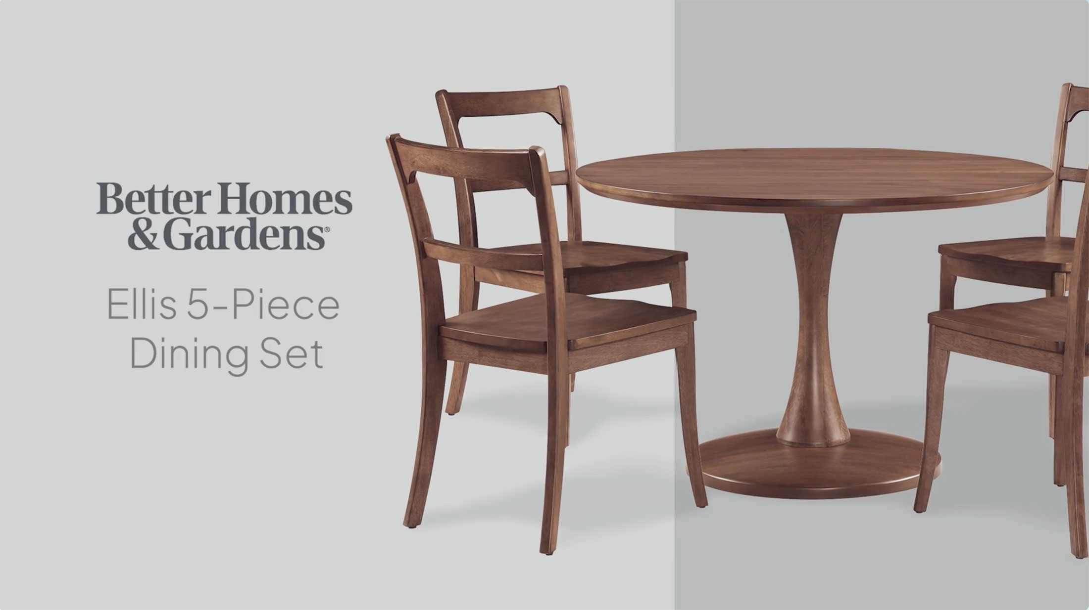 thumbnail video image 2 of Better Homes & Gardens Ellis 5-Piece Dining Set, Walnut Finish, 2 of 15