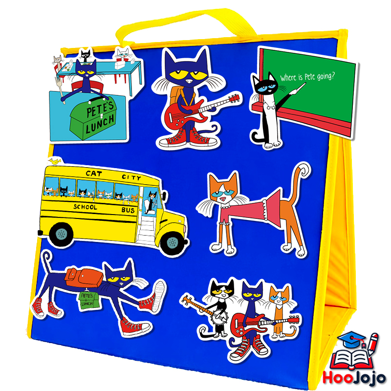 thumbnail video image 2 of 15Pcs Pete the Cat Felt Story Kit "Rocking in My School Shoes", Interactive Storytelling & Dramatic Play Prop for Preschool, Ages 3+, 2 of 10