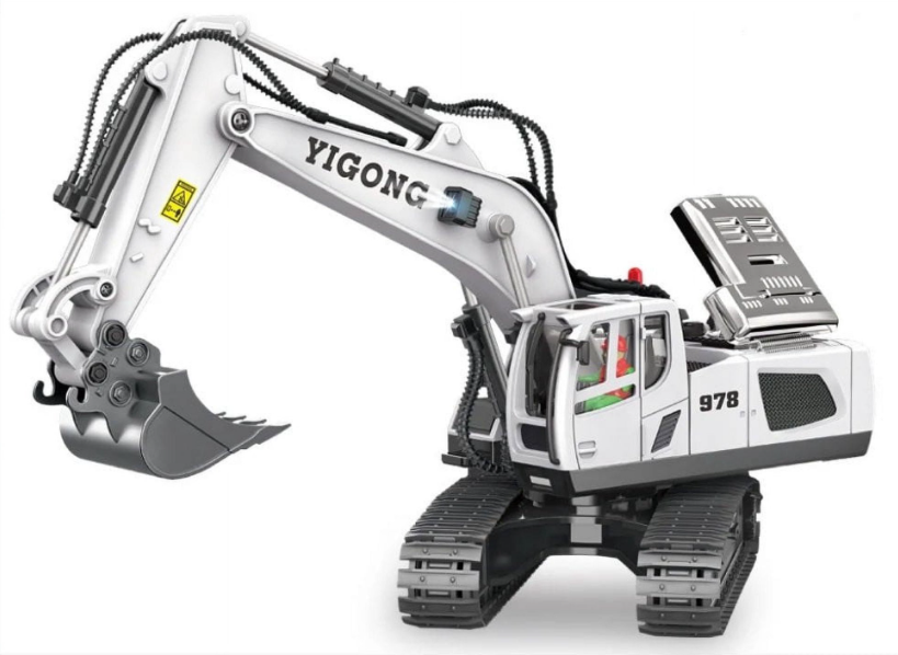 thumbnail video image 2 of Fridja 1:20 Scale 11 Channel Alloy Remote Control Excavator with Realistic Sound Effects, 680° Rotation & LED Indicators, 2.4GHz RC Construction Vehicle Toy, 2 of 12