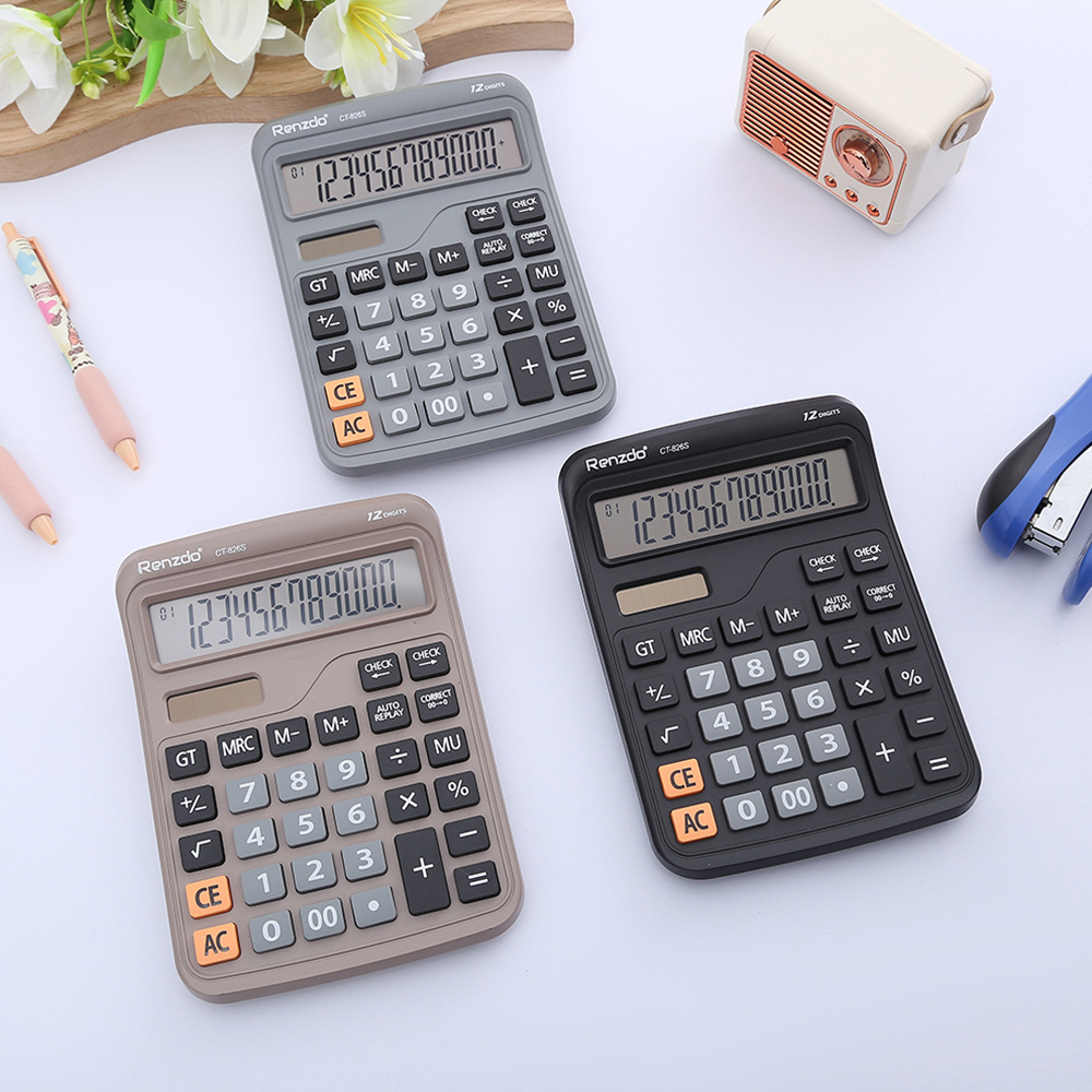 thumbnail video image 2 of 12 Digit large LCD display calculator standard function calculator, solar and battery dual power supply, suitable for home, school, and office use, 2 of 8