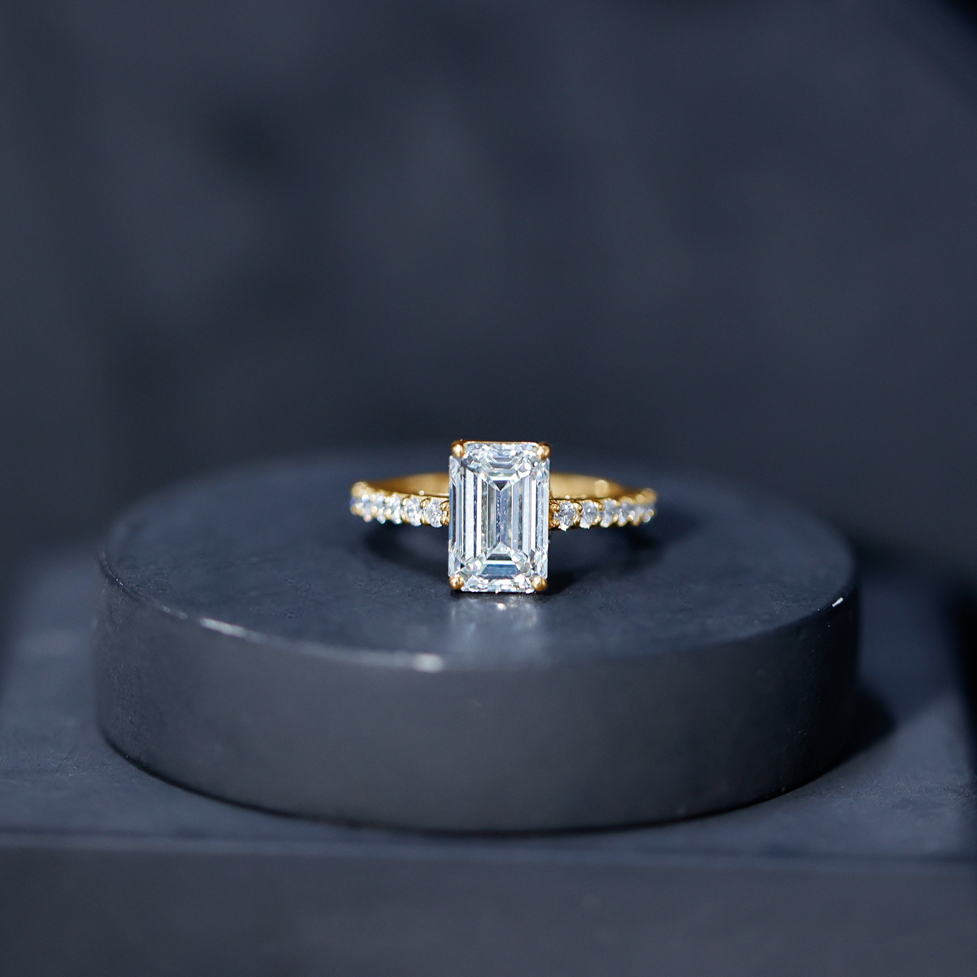thumbnail video image 2 of Rosec Jewels IGI Certified Lab Grown Diamond Emerald Cut Engagement Ring 3 Carat (E-VS1 Quality) - Diamond Ring with Hidden Halo, 925 Sterling Silver, US 4.00, 2 of 9