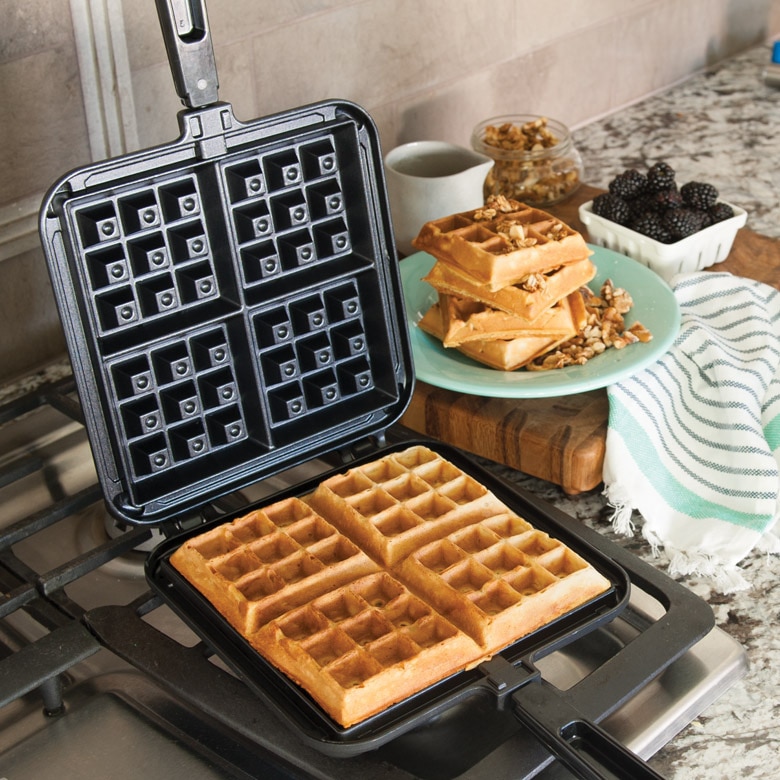 thumbnail video image 2 of Nordic Ware Original Stovetop Belgian Waffler, 2 of 9
