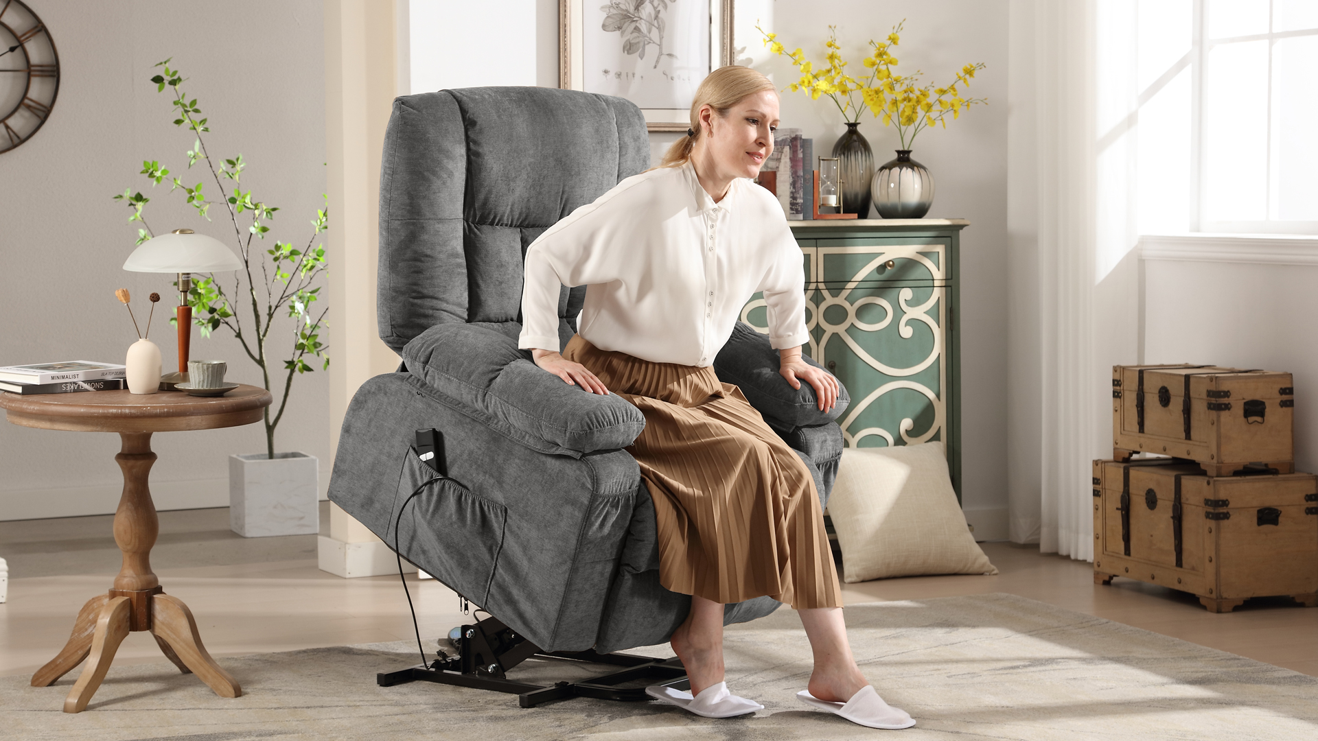 thumbnail video image 2 of JONPONY Power Lift Recliner Chair Recliners for Elderly with Heat and Massage Recliner Chair for Living Room with Infinite Position and Side Pocket,USB Charge Port,Grey, 2 of 13