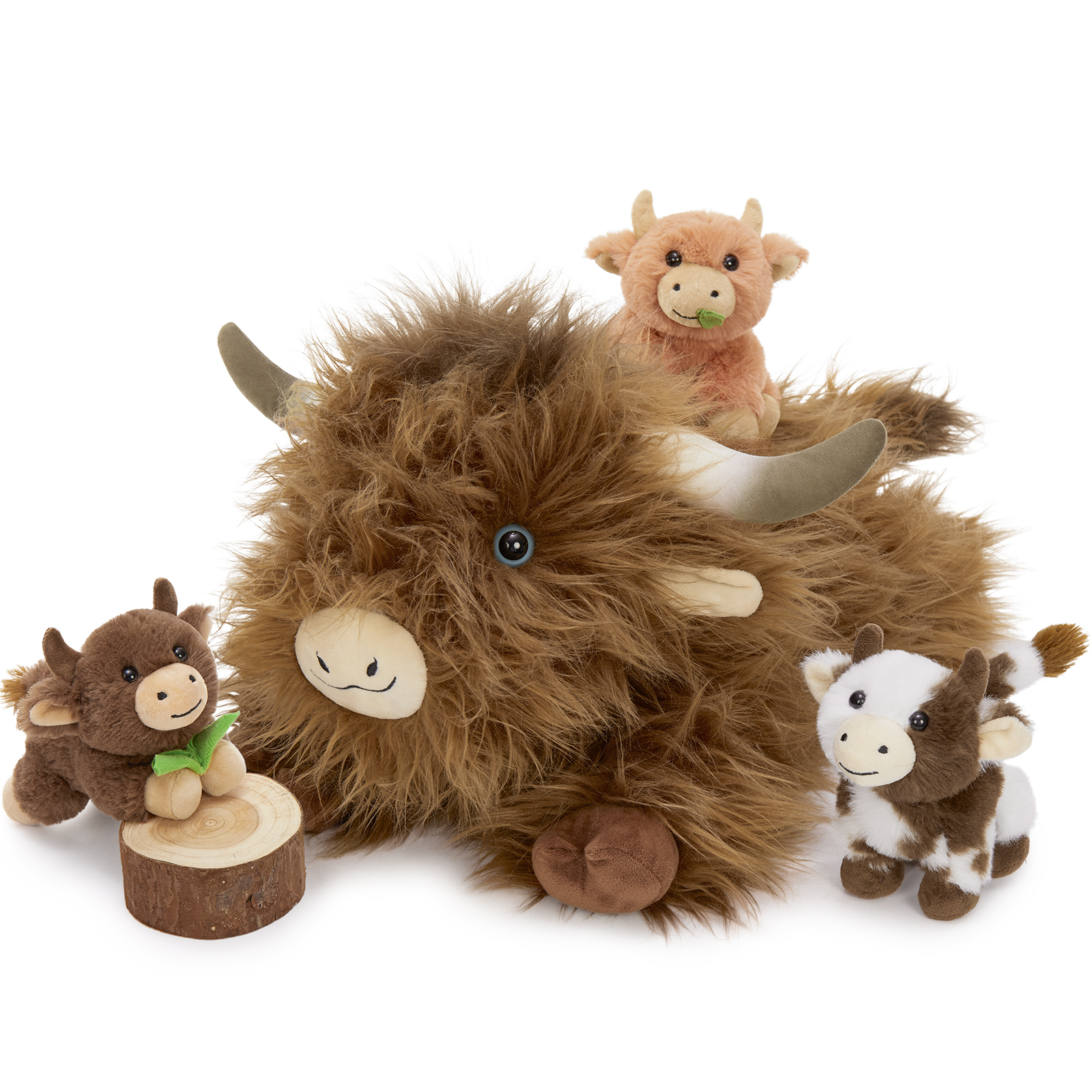 thumbnail video image 2 of MorisMos 20" Highland Cow Stuffed Animal with 3 Babies Plush Toys, 2 of 7