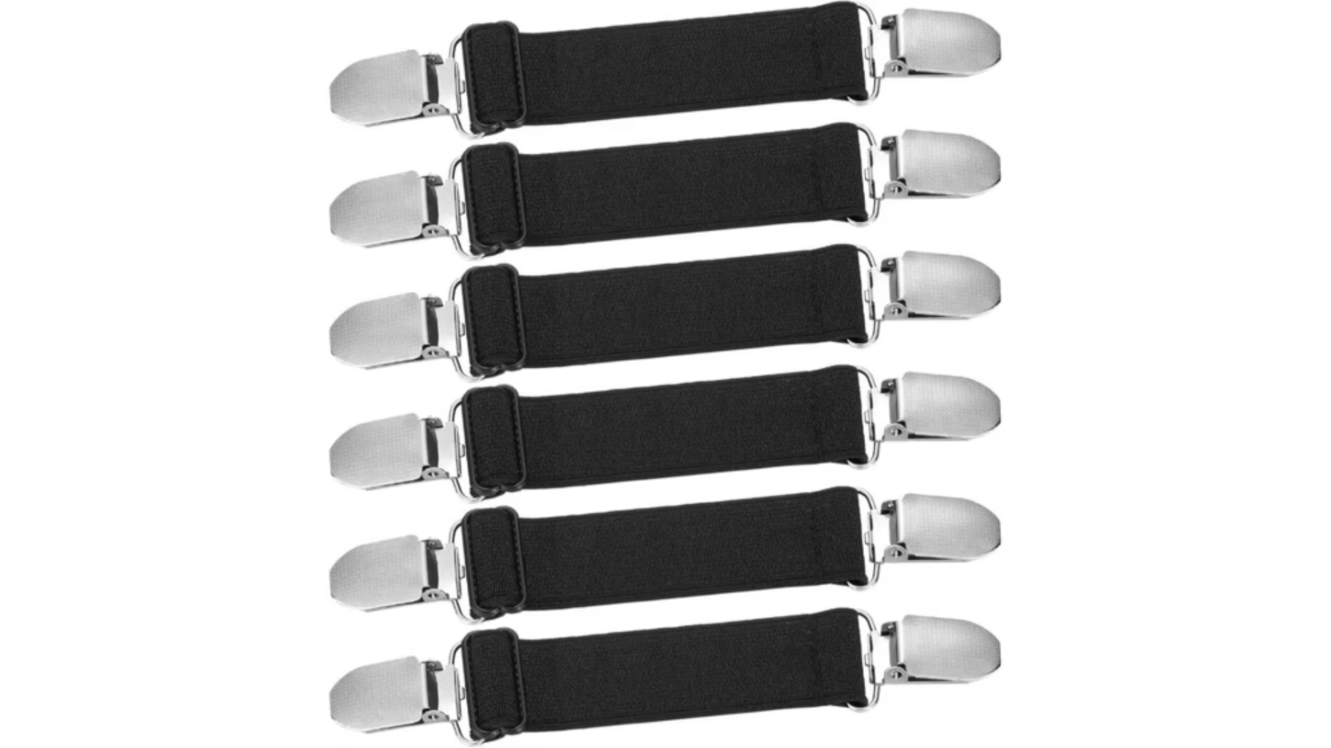 thumbnail video image 2 of 6 Pack Adjustable Elastic Pant Waist Tighteners, No Sew Belt Clips for Loose Pants, Jeans, Skirts & Shoes, 2 of 7