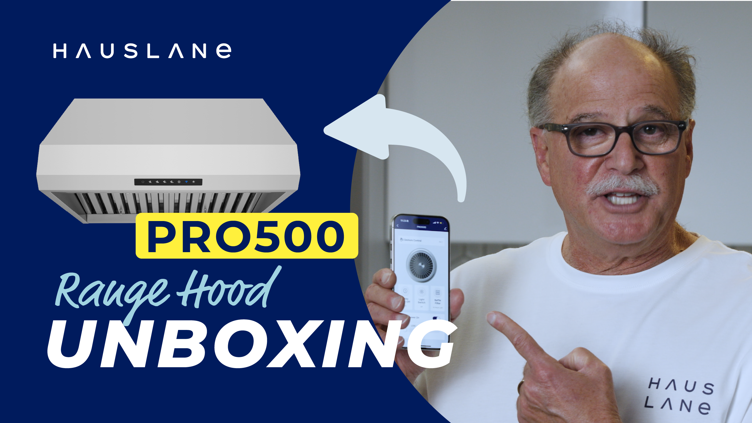 thumbnail video image 2 of Hauslane | PRO Series PRO500 36" | Versitile Under Cabinet or Wall Mounted Range Hood | with Smart App Control and LED in Stainles Steel, 2 of 13