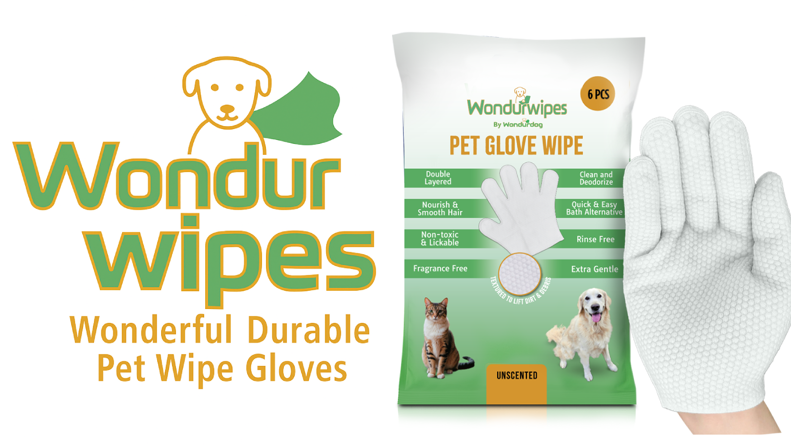 thumbnail video image 2 of 36pc. Premium Pet Glove Cleaning Wipes for Dogs & Cats | Textured, Deodorizing & Hypoallergenic Gloves with Aloe Vera & Shea Butter – Gentle, Skin-Safe Wipes for Fur, Face & Body, Odor Control, 2 of 2