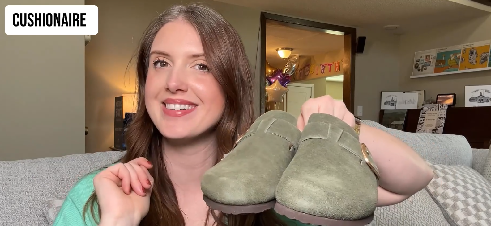thumbnail video image 2 of Cushionaire Rusty Genuine Leather Clogs for Women, Comfortable Slip On Womens Shoes with Adjustable Buckle and Soft Memory Foam, 2 of 19
