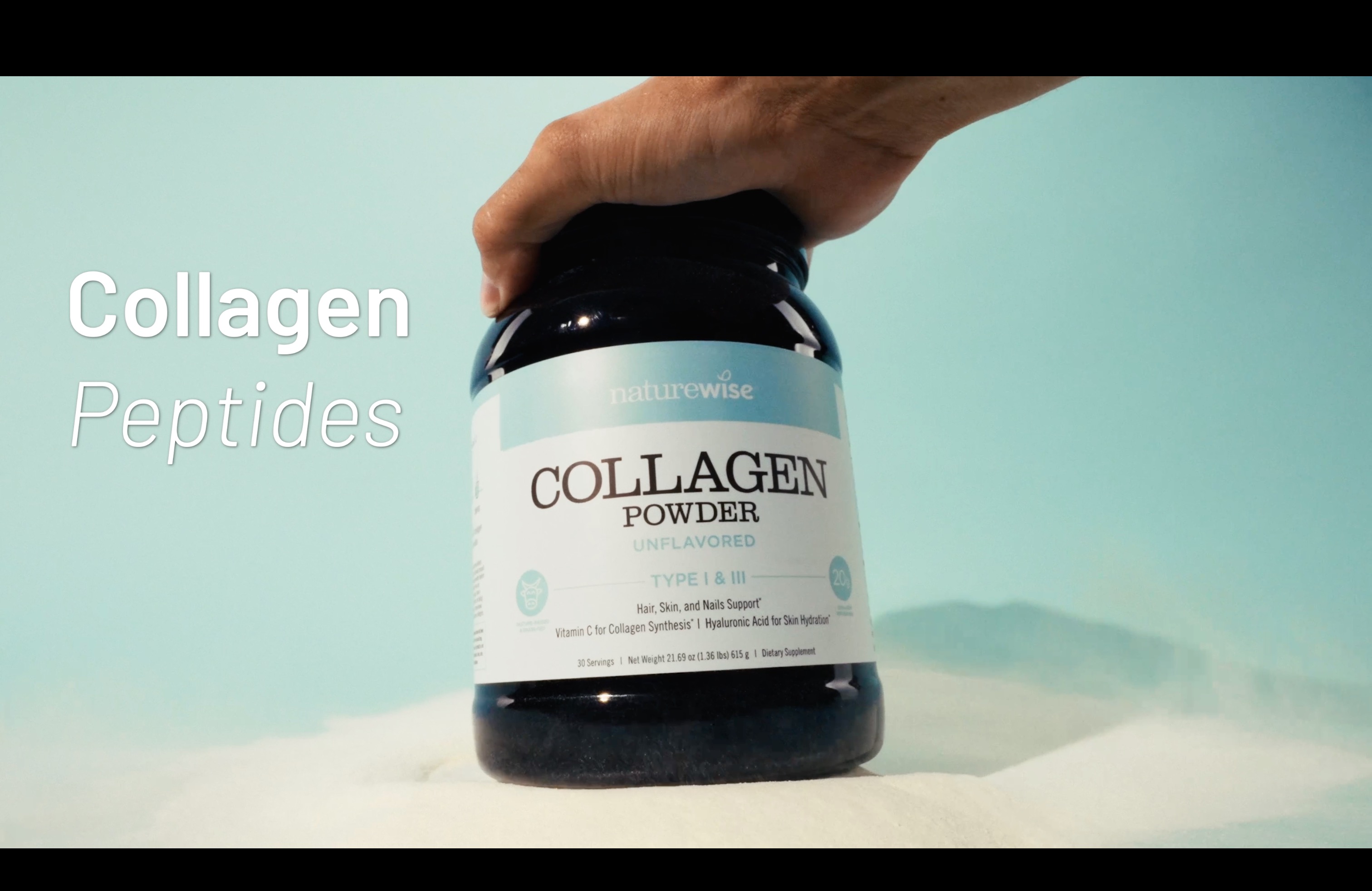 thumbnail video image 2 of NatureWise Collagen Peptides Powder + Hyaluronic Acid & Vitamin C - Non-GMO - 60 Servings, 2 of 12